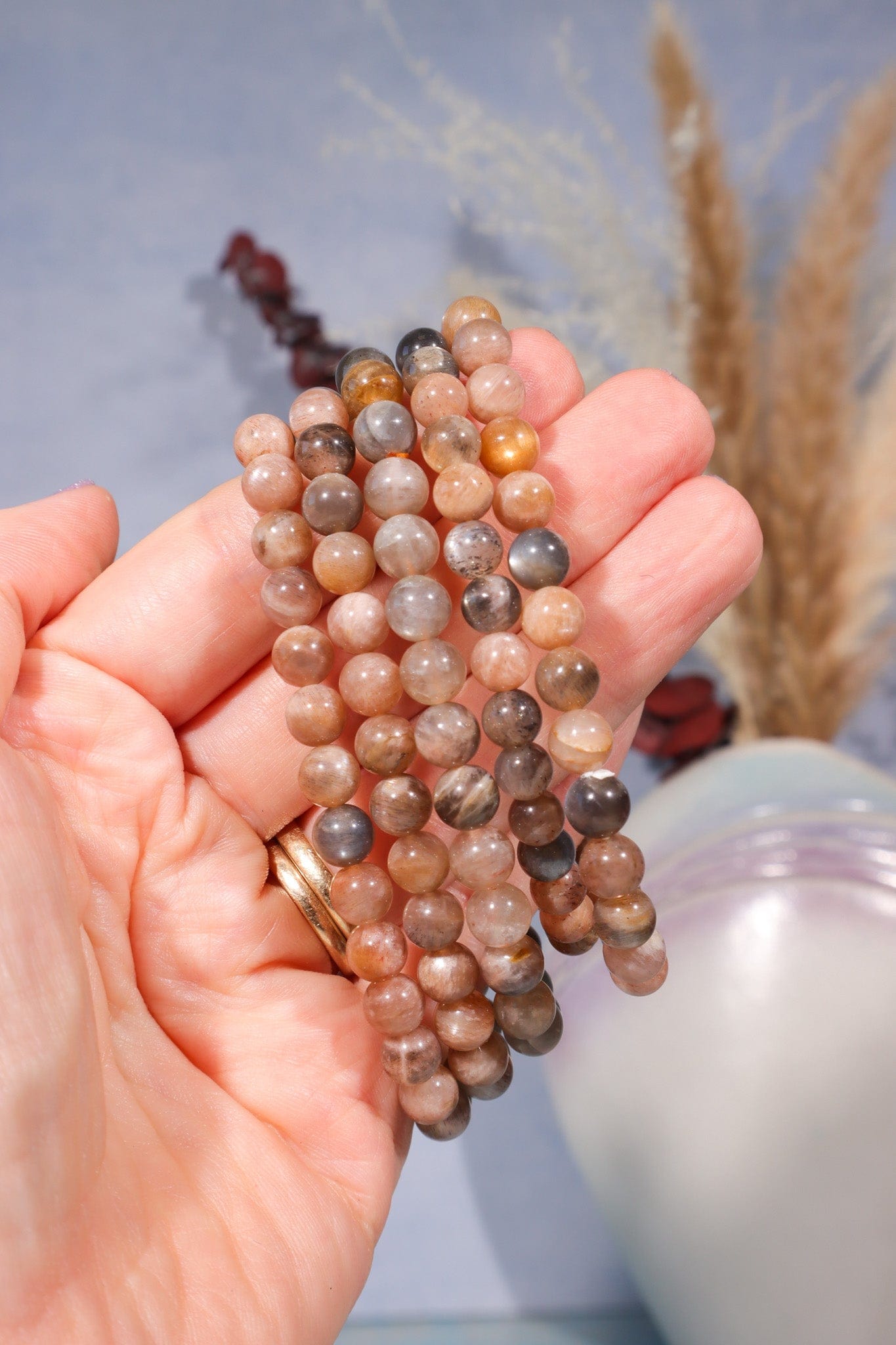 Pink Moonstone Bracelet (Bead Size Intuitively Chosen