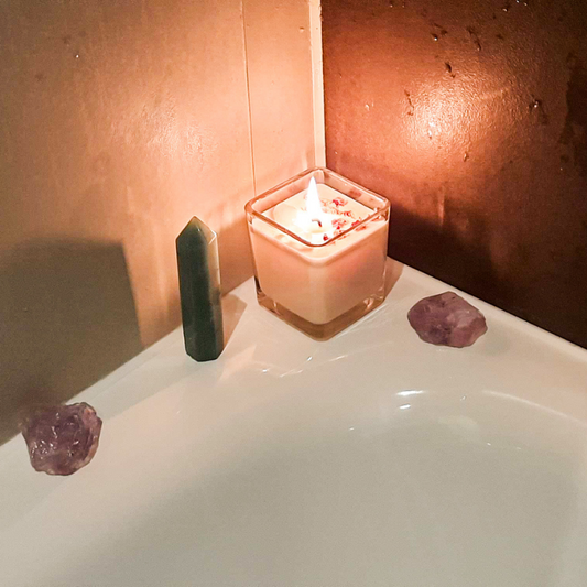 Candles and Crystals on the bath side