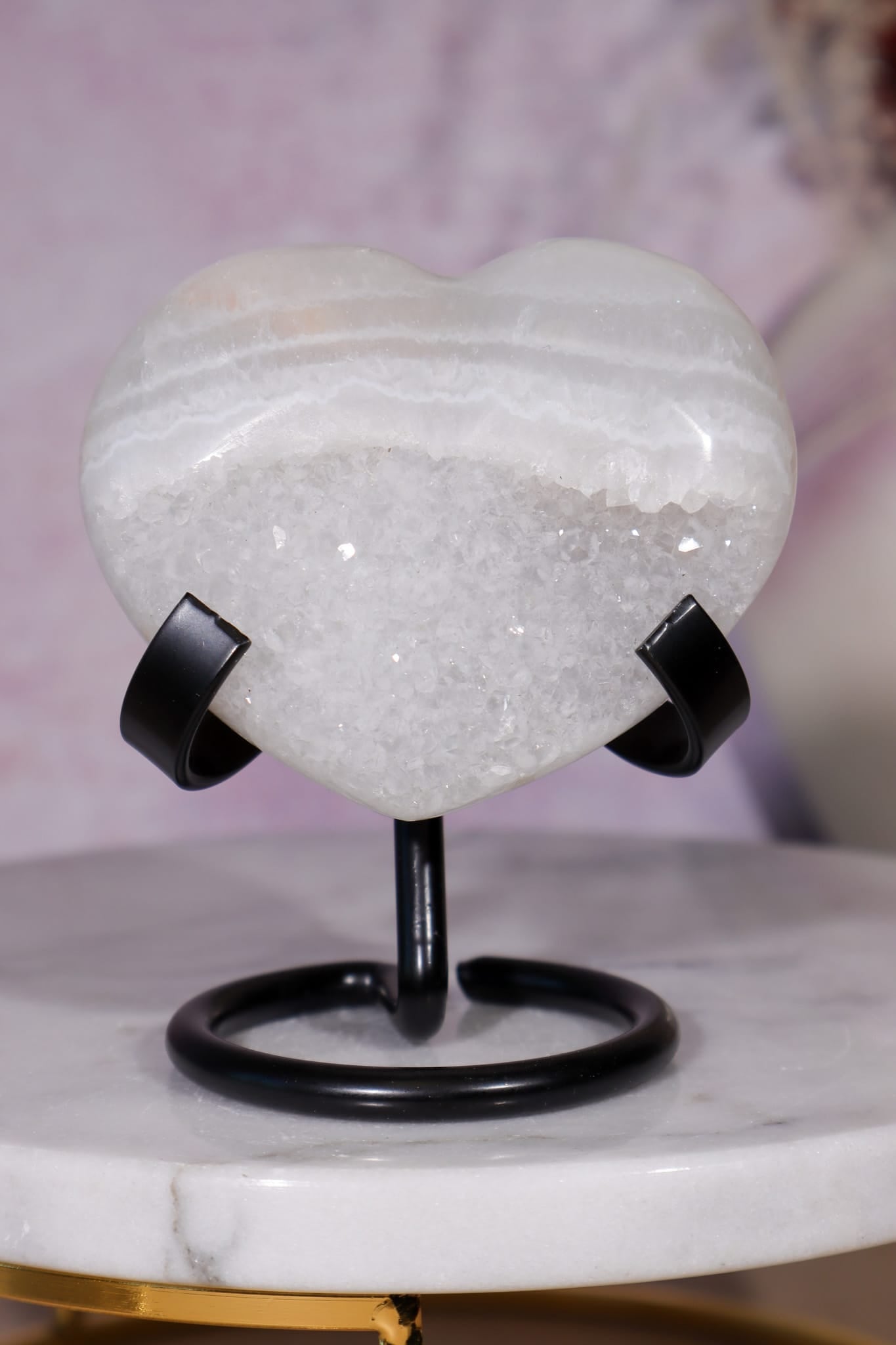 Agate and White Quartz Heart