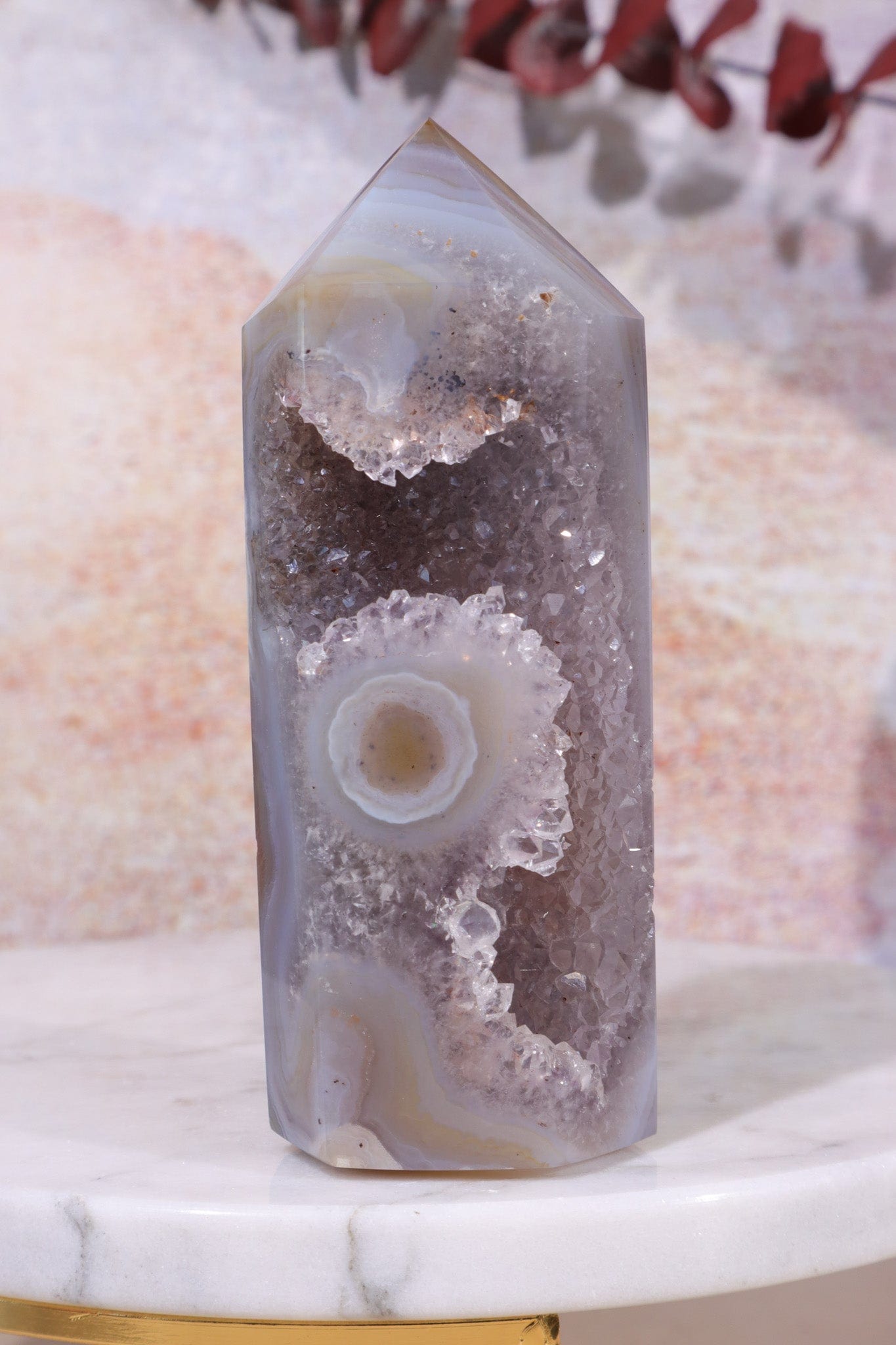 Agate tower with stalactite