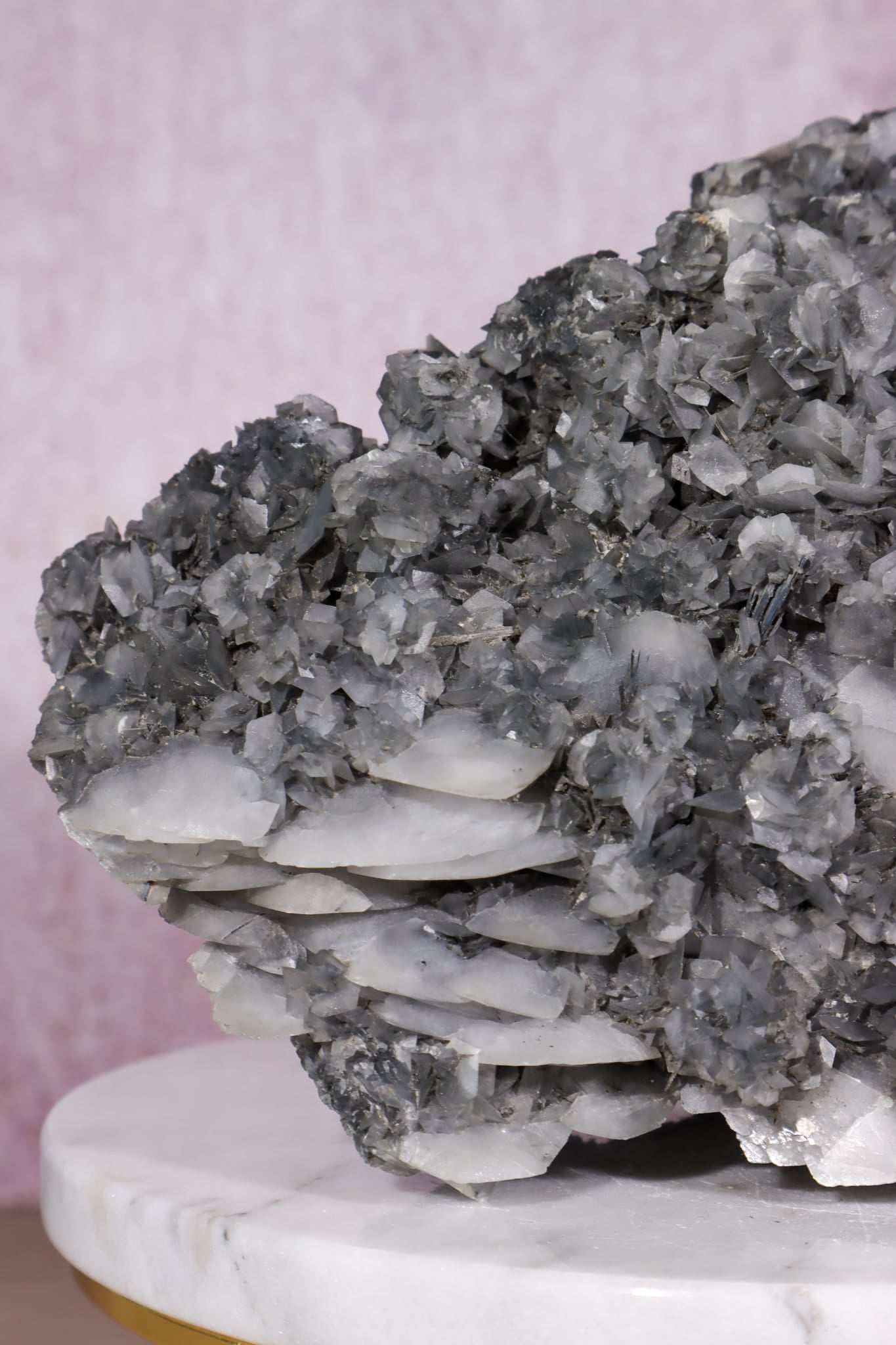 Grey & White Calcite with Stilbite | Display Specimen | 200mm | China Minerals Tali & Loz Crystals