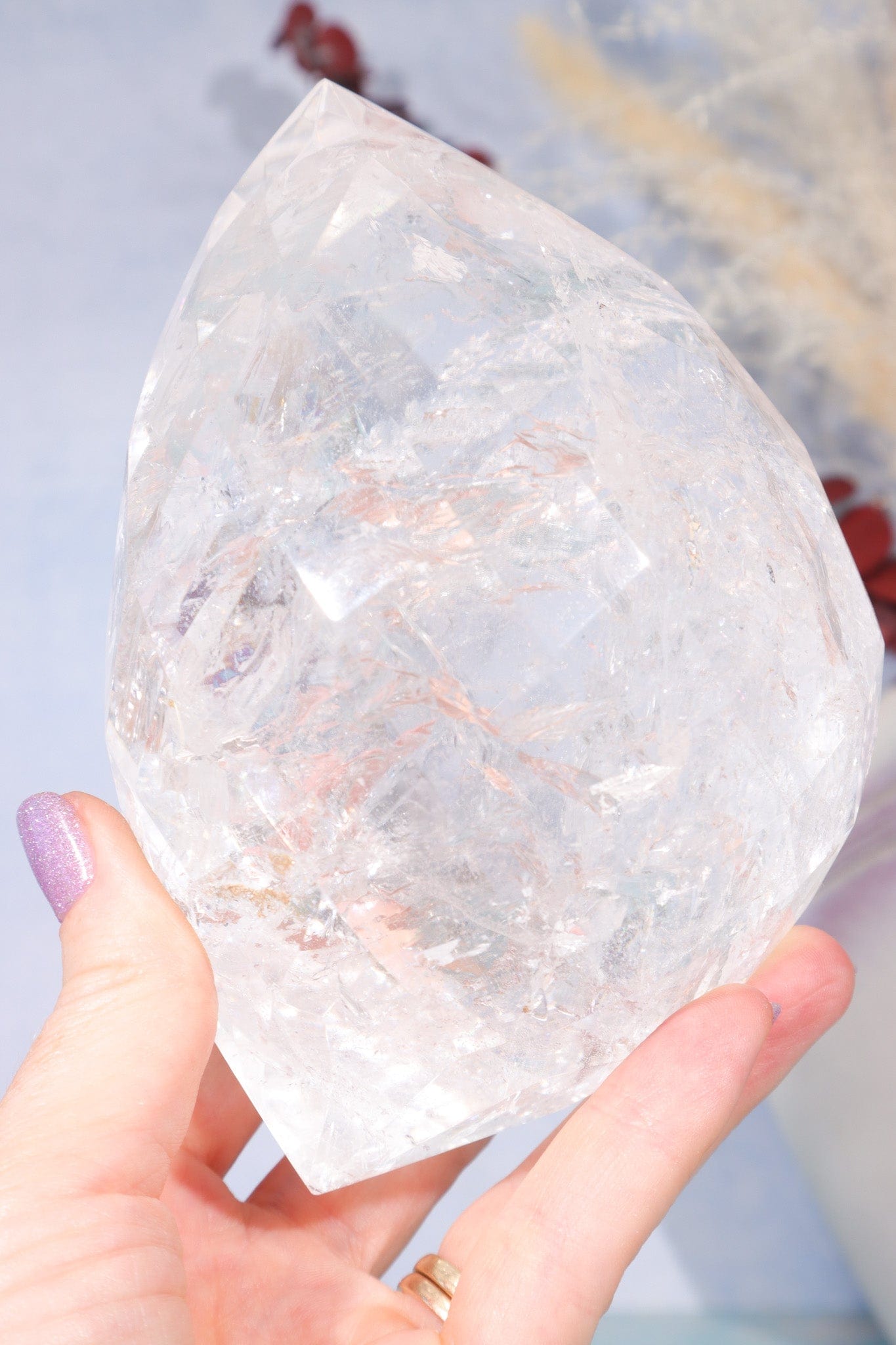 1.3kg Faceted Clear Quartz With Rainbows Freeform Tali & Loz Crystals