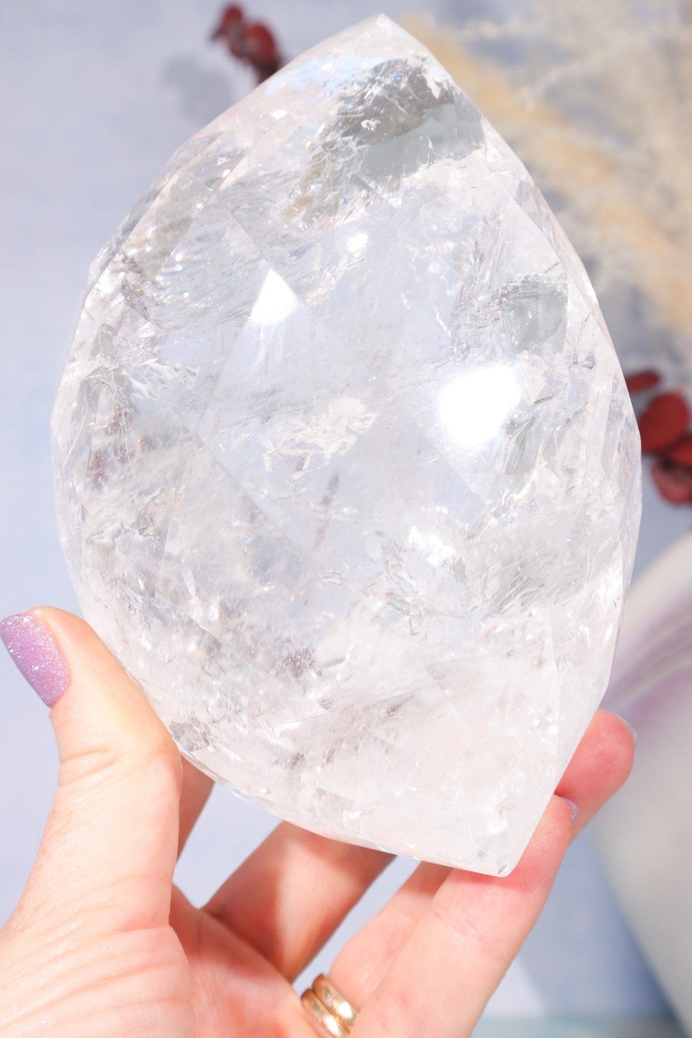 1.3kg Faceted Clear Quartz With Rainbows Freeform Tali & Loz Crystals