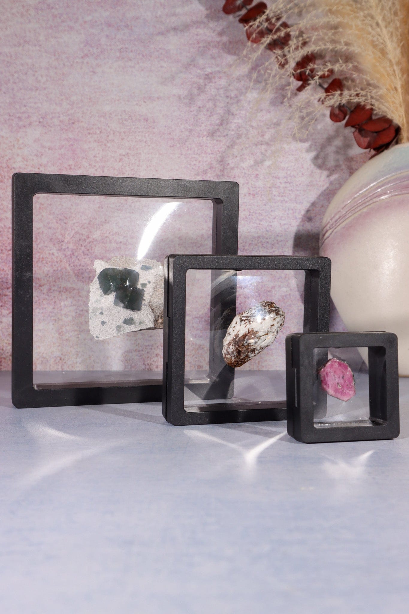 3D Floating Transparent Display Case no Base 14cm Large Specimen Stand Tali & Loz Crystals