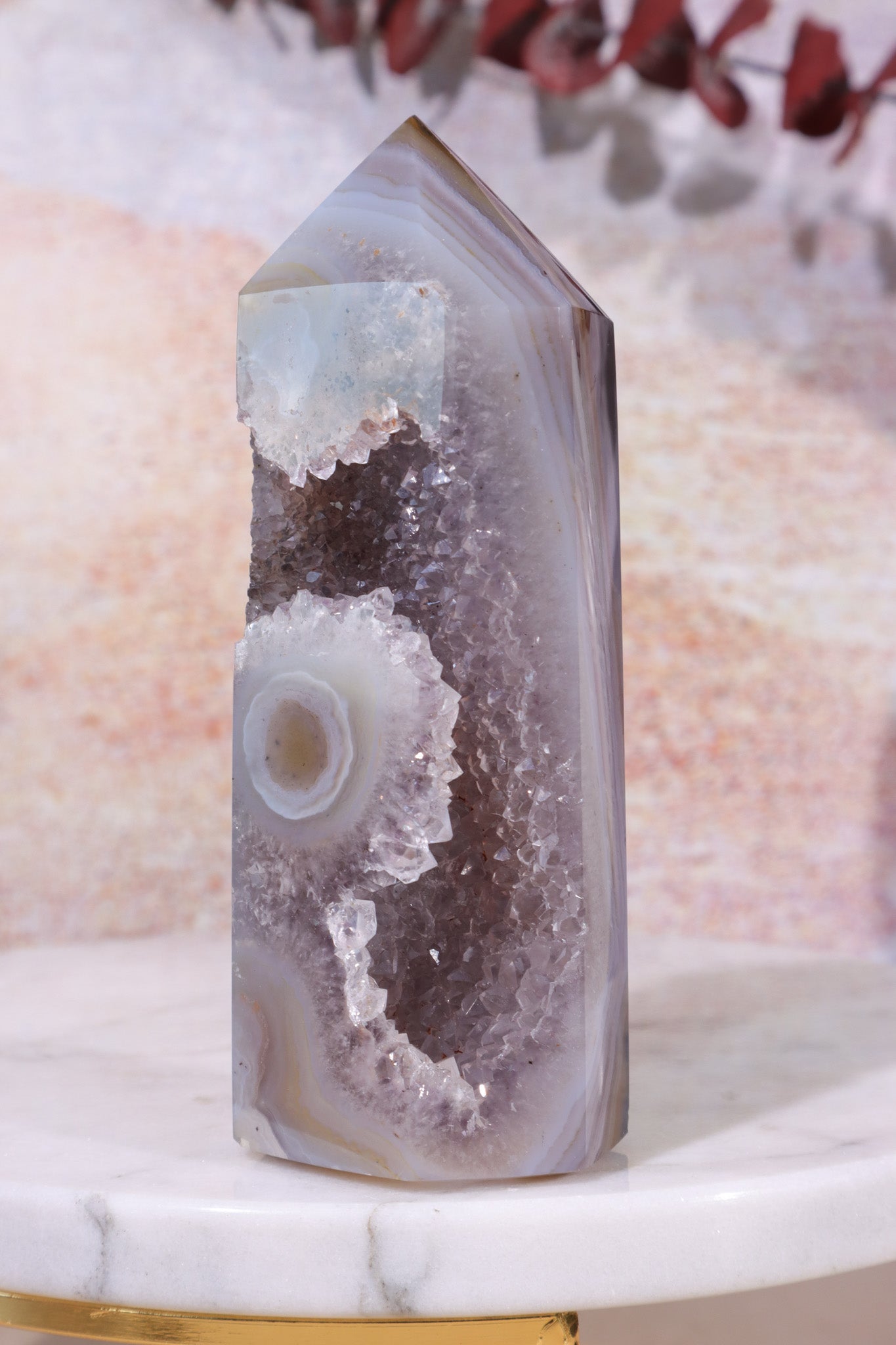 Druzy Amethyst Agate Tower 10.7cm, Sold as Seen