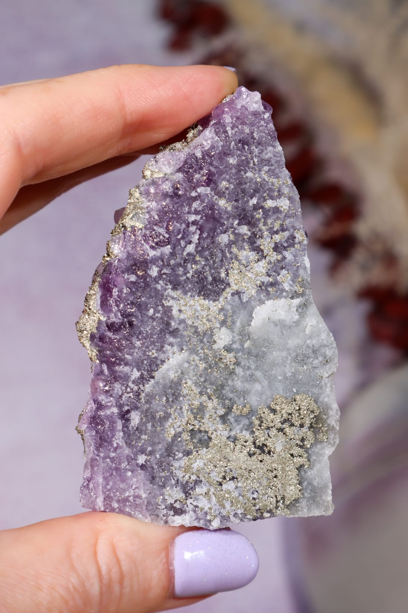 Amethyst & Pyrite Specimen | 70mm | Chala Mine, Bulgaria Minerals Tali & Loz Crystals