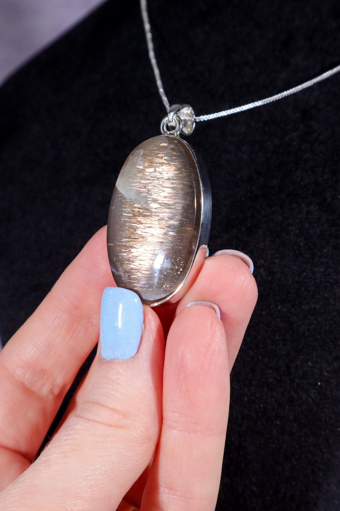 AAA Grade Lattice Sunstone Pendant set in 925 Silver With Chain Jewellery Tali & Loz Crystals