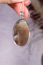 AAA Grade Lattice Sunstone Pendant set in 925 Silver With Chain Jewellery Tali & Loz Crystals