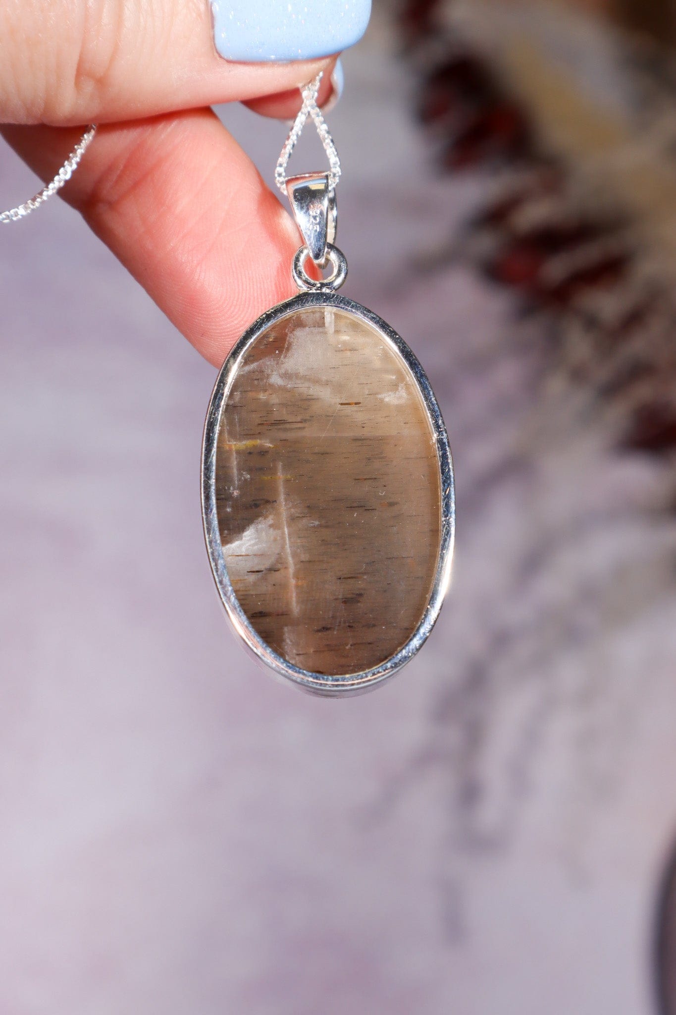 AAA Grade Lattice Sunstone Pendant set in 925 Silver With Chain Jewellery Tali & Loz Crystals