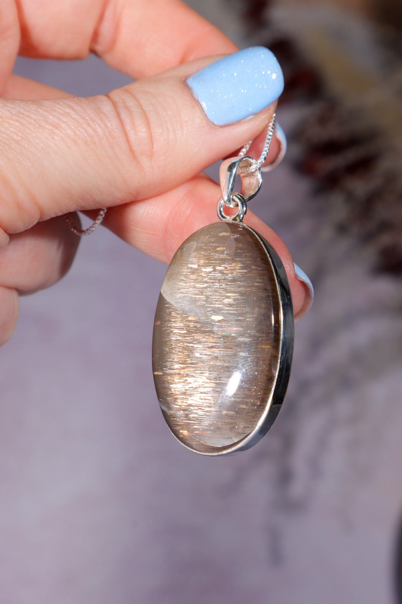 AAA Grade Lattice Sunstone Pendant set in 925 Silver With Chain Jewellery Tali & Loz Crystals