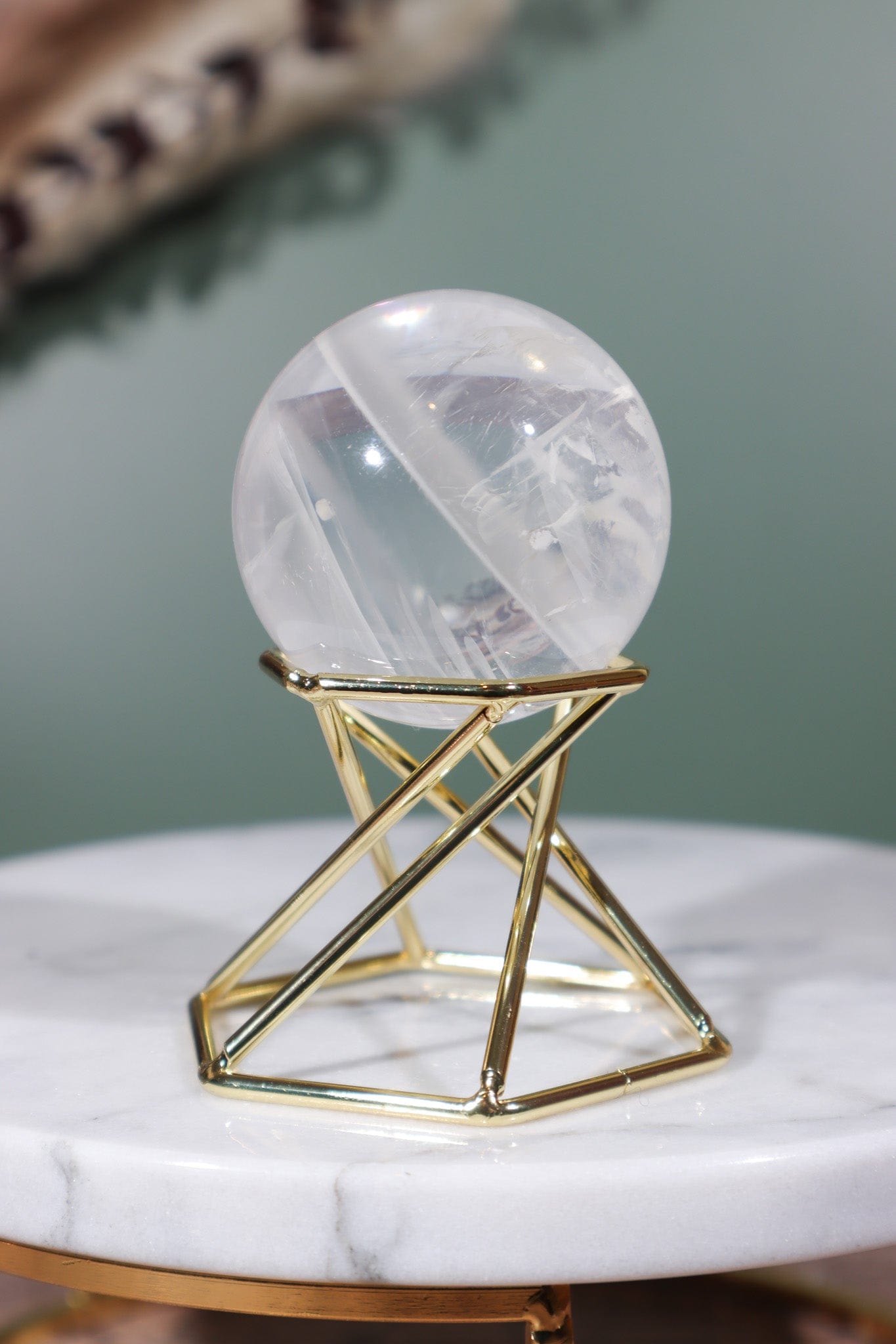 AAA-Grade Phantom Clear Quartz Sphere 45mm Sphere Tali & Loz Crystals