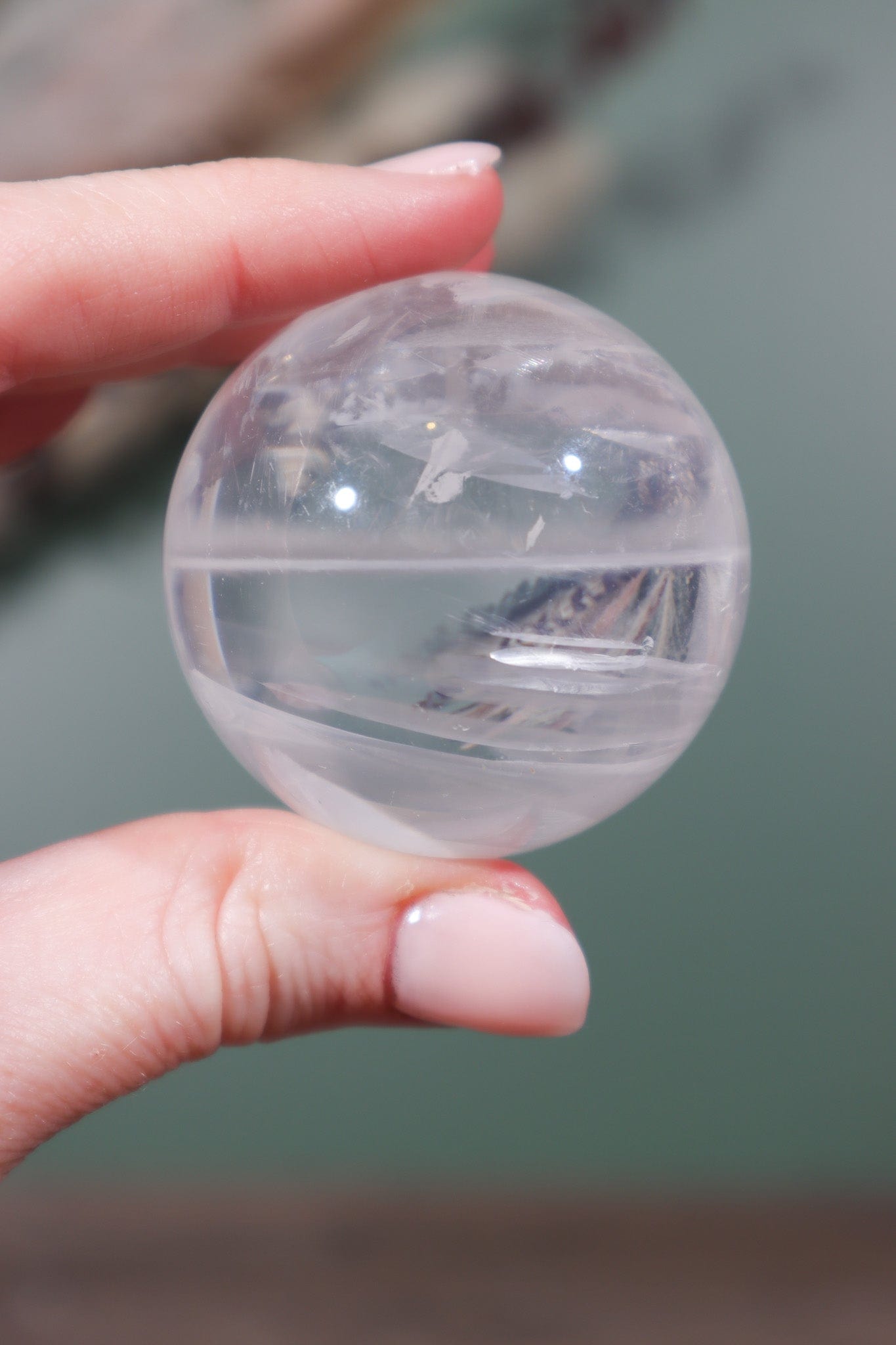 AAA-Grade Phantom Clear Quartz Sphere 45mm Sphere Tali & Loz Crystals