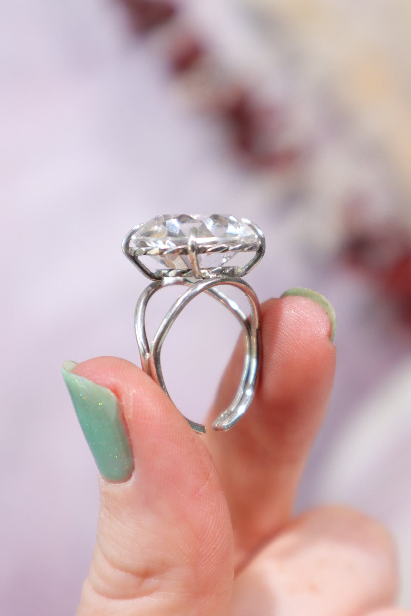 Adjustable Faceted Clear Quartz Sterling Silver Ring 4.6gr Jewellery Tali & Loz Crystals