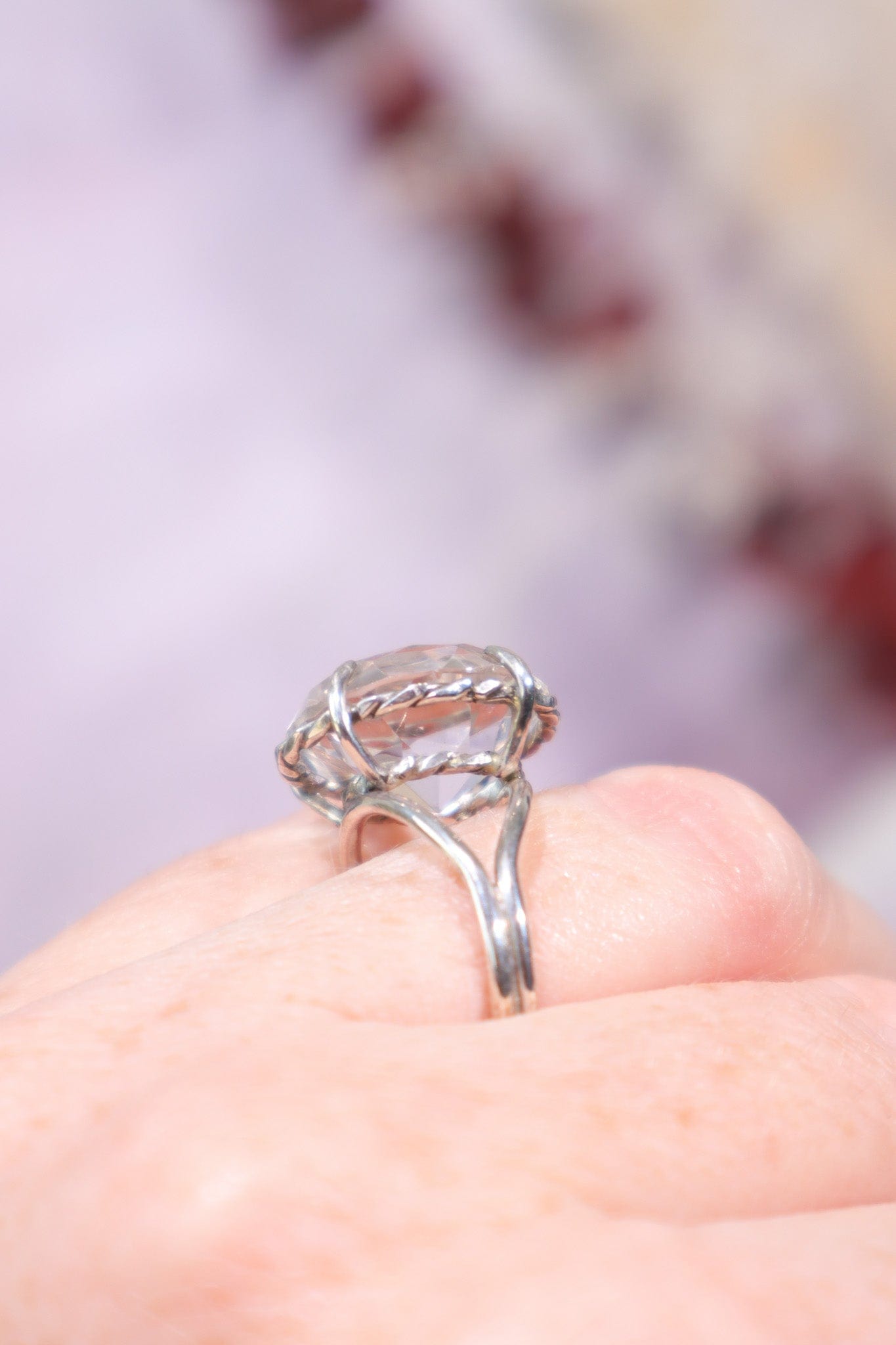 Adjustable Faceted Clear Quartz Sterling Silver Ring 4.6gr Jewellery Tali & Loz Crystals