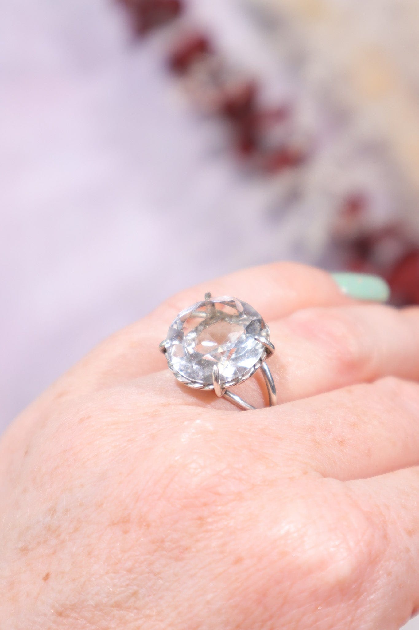 Adjustable Faceted Clear Quartz Sterling Silver Ring 4.6gr Jewellery Tali & Loz Crystals