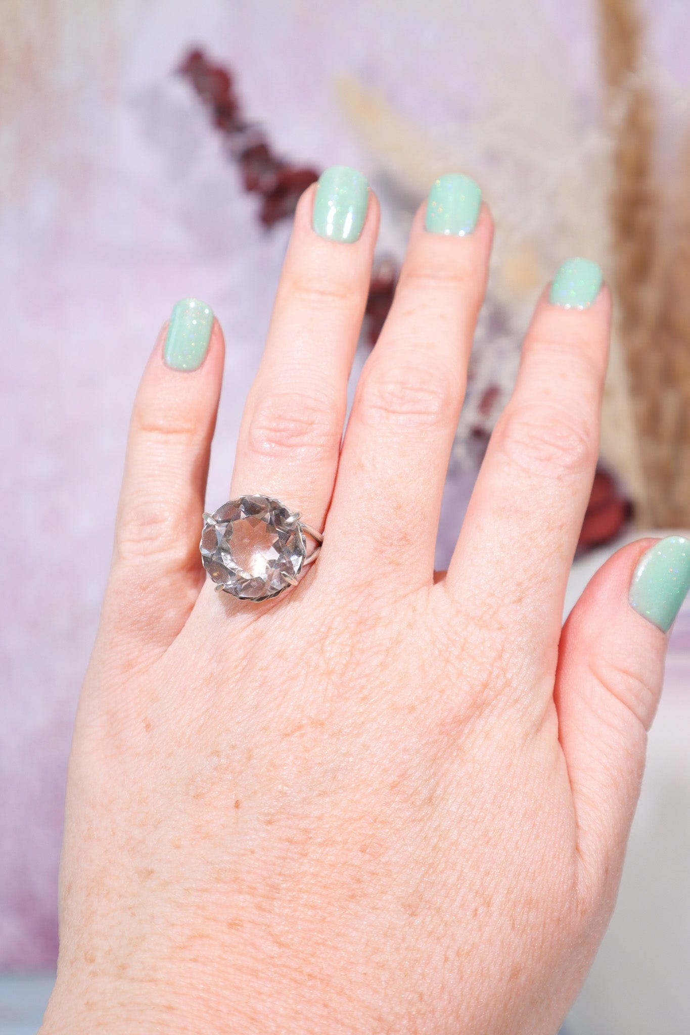 Adjustable Faceted Clear Quartz Sterling Silver Ring 4.6gr Jewellery Tali & Loz Crystals