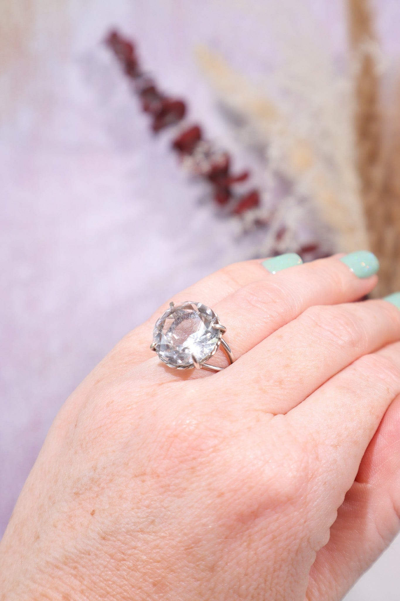 Adjustable Faceted Clear Quartz Sterling Silver Ring 4.6gr Jewellery Tali & Loz Crystals