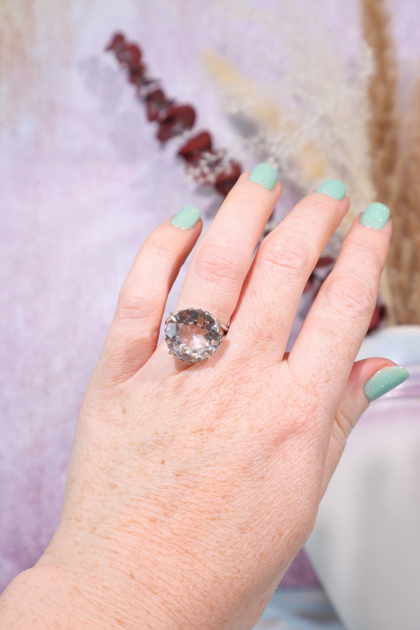 Adjustable Faceted Clear Quartz Sterling Silver Ring 4.6gr Jewellery Tali & Loz Crystals