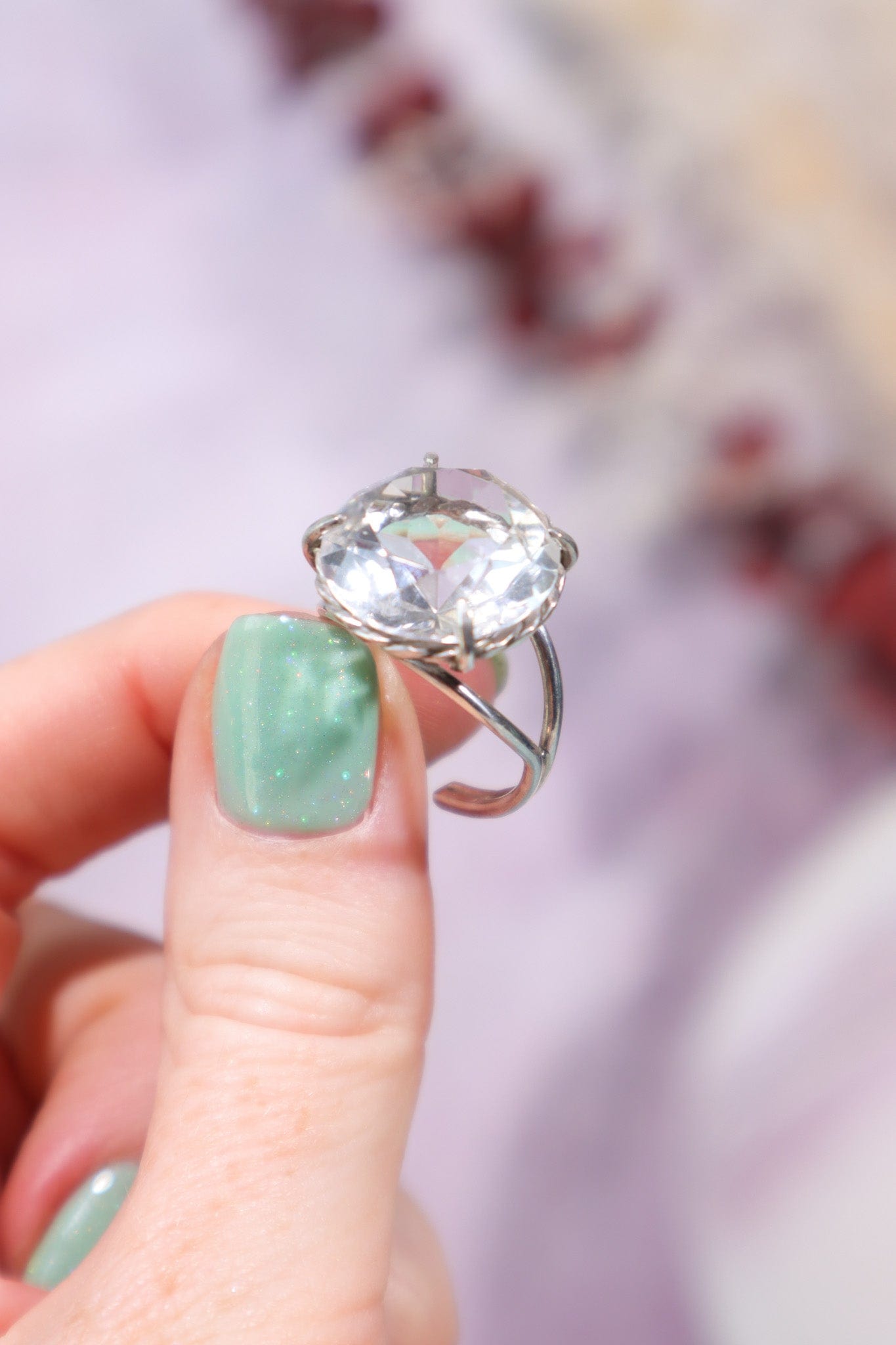 Adjustable Faceted Clear Quartz Sterling Silver Ring 4.6gr Jewellery Tali & Loz Crystals