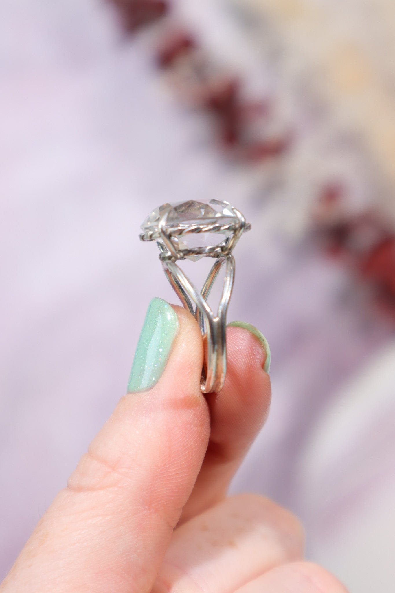 Adjustable Faceted Clear Quartz Sterling Silver Ring 4.6gr Jewellery Tali & Loz Crystals