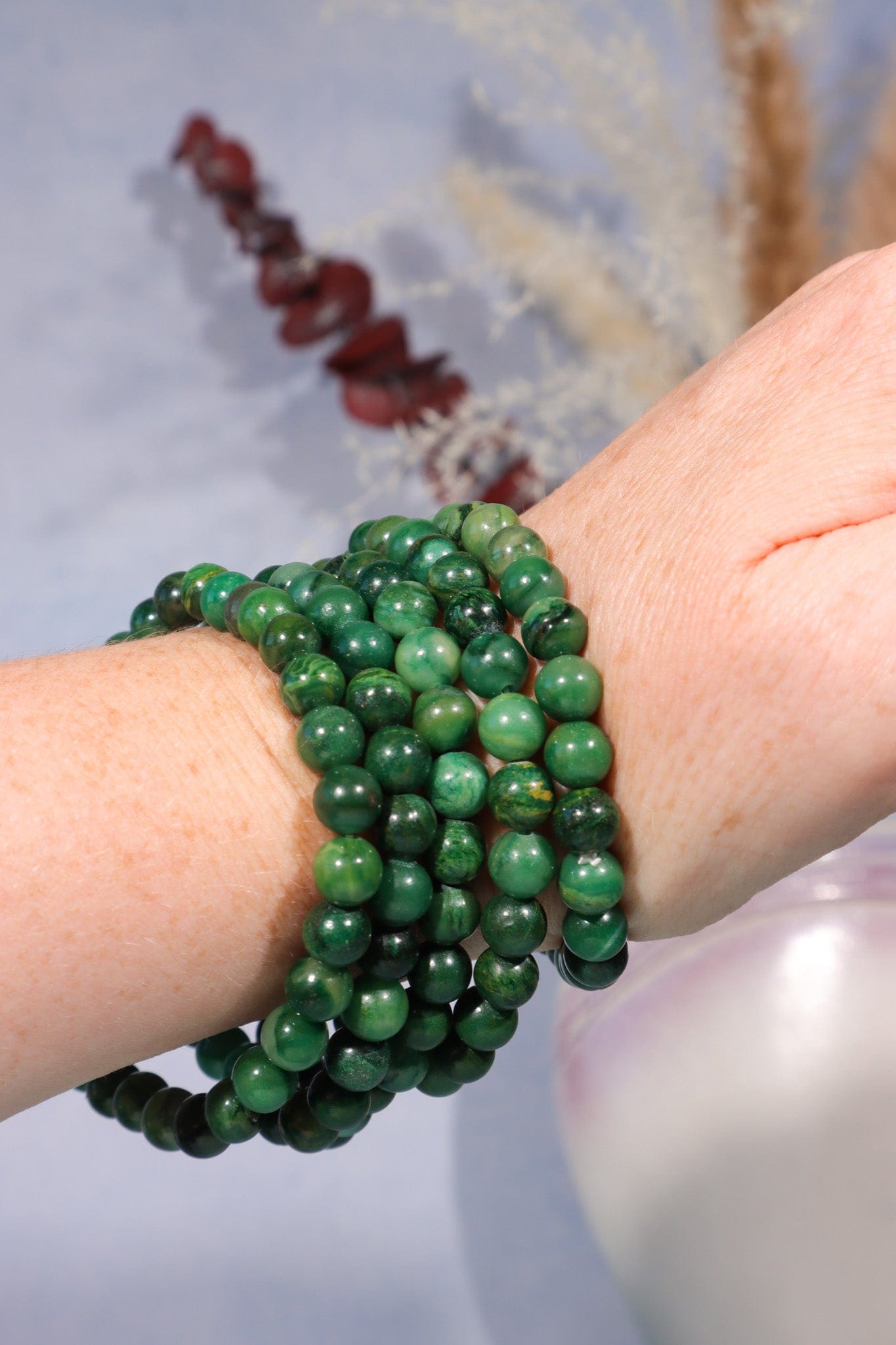 African Jade Beaded Bracelet (Bead Size 0.6cm), Intuitively Chosen Bracelets Tali & Loz Crystals