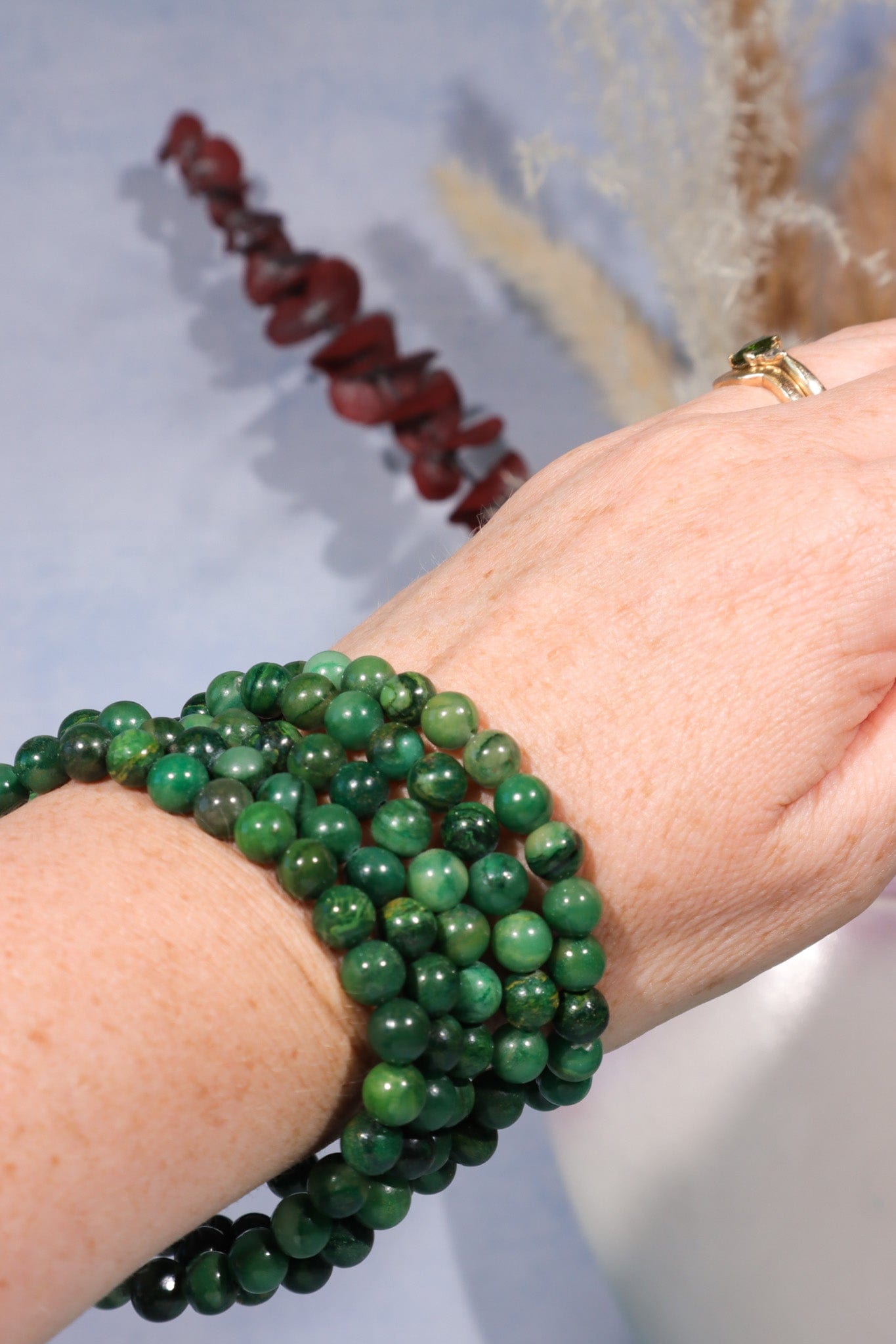African Jade Beaded Bracelet (Bead Size 0.6cm), Intuitively Chosen Bracelets Tali & Loz Crystals