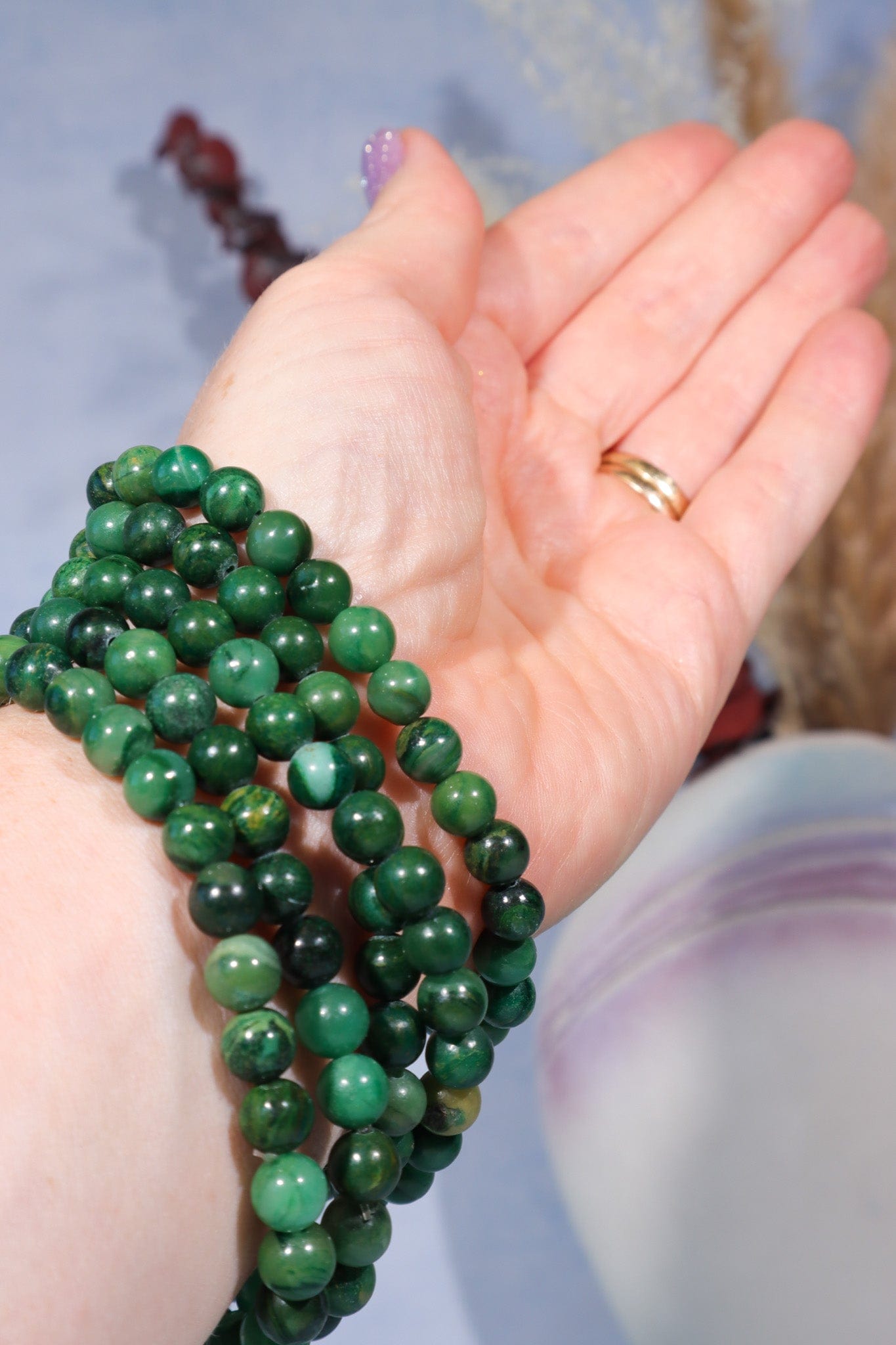African Jade Beaded Bracelet (Bead Size 0.6cm), Intuitively Chosen Bracelets Tali & Loz Crystals
