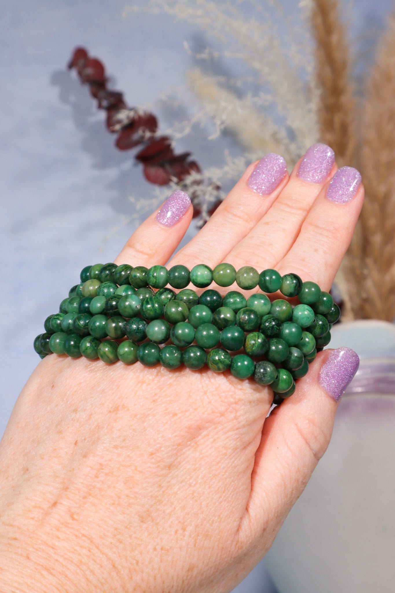 African Jade Beaded Bracelet (Bead Size 0.6cm), Intuitively Chosen Bracelets Tali & Loz Crystals