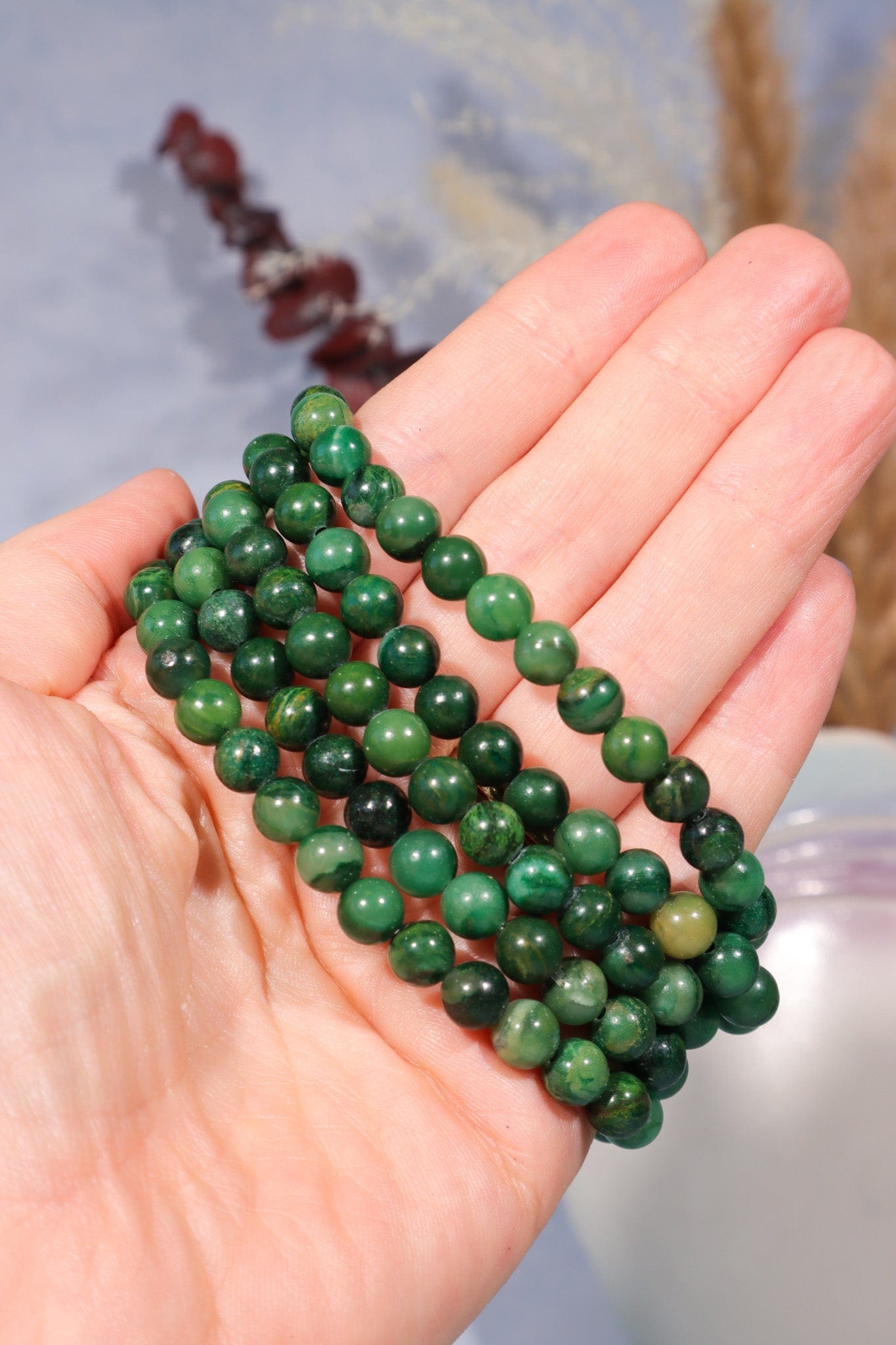 African Jade Beaded Bracelet (Bead Size 0.6cm), Intuitively Chosen Bracelets Tali & Loz Crystals