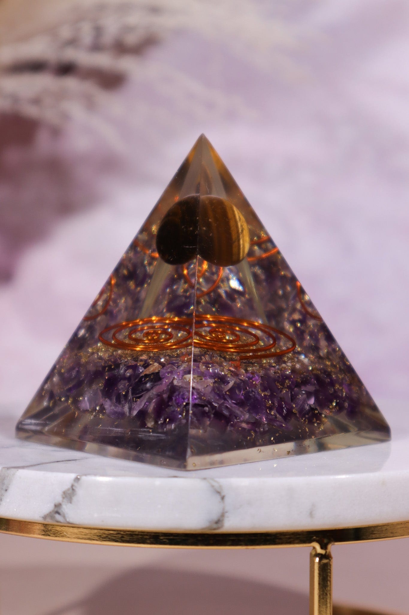 Amethyst and Tigers Eye Orgone 7.5cm - Tali & Loz Crystals