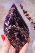 Amethyst Double Terminated Flame With Cacoxenite Carving Tali & Loz Crystals