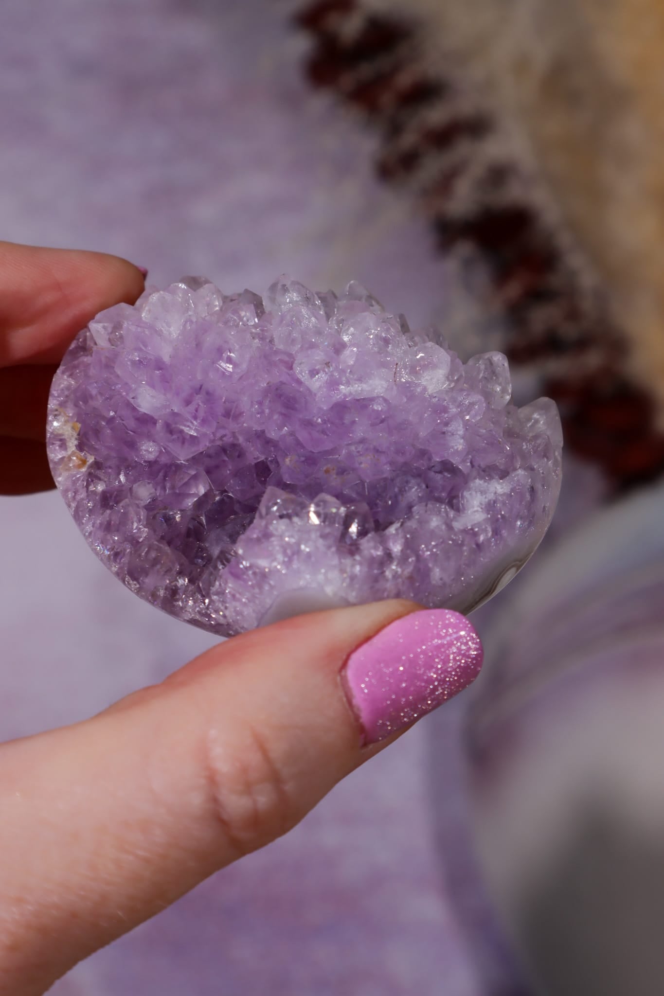Amethyst Druzy Agate Heart | 53 × 58mm | Brazil Heart Tali and Loz