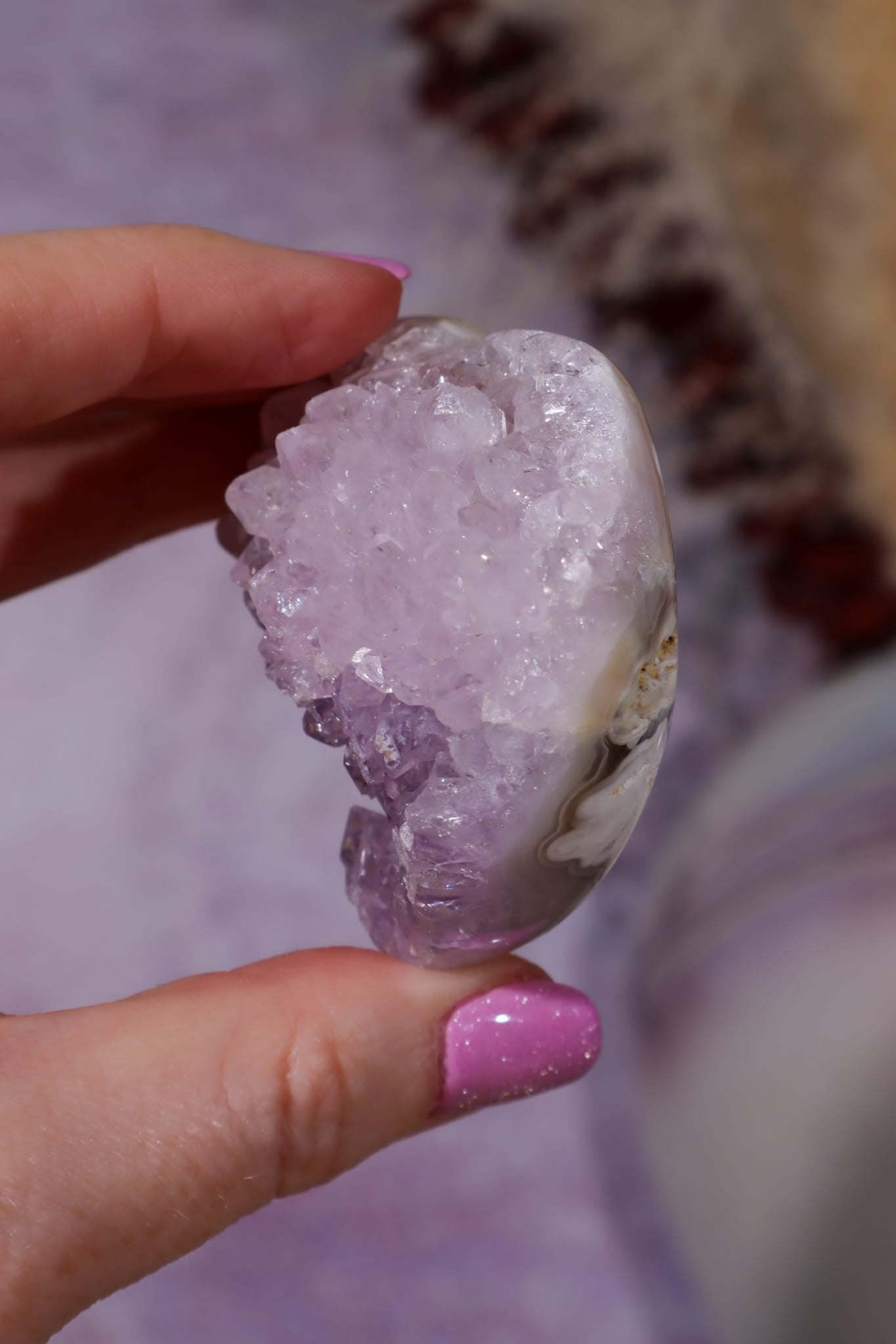 Amethyst Druzy Agate Heart | 53 × 58mm | Brazil Heart Tali and Loz