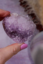 Amethyst Druzy Agate Heart | 53 × 58mm | Brazil Heart Tali and Loz