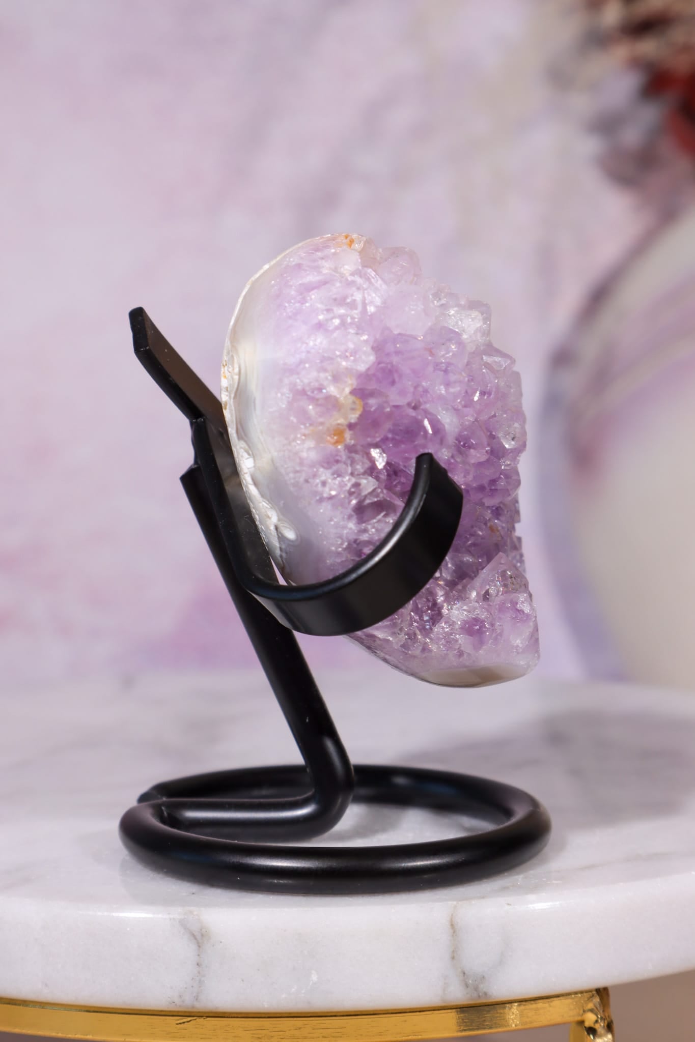Amethyst Druzy Agate Heart | 53 × 58mm | Brazil Heart Tali and Loz