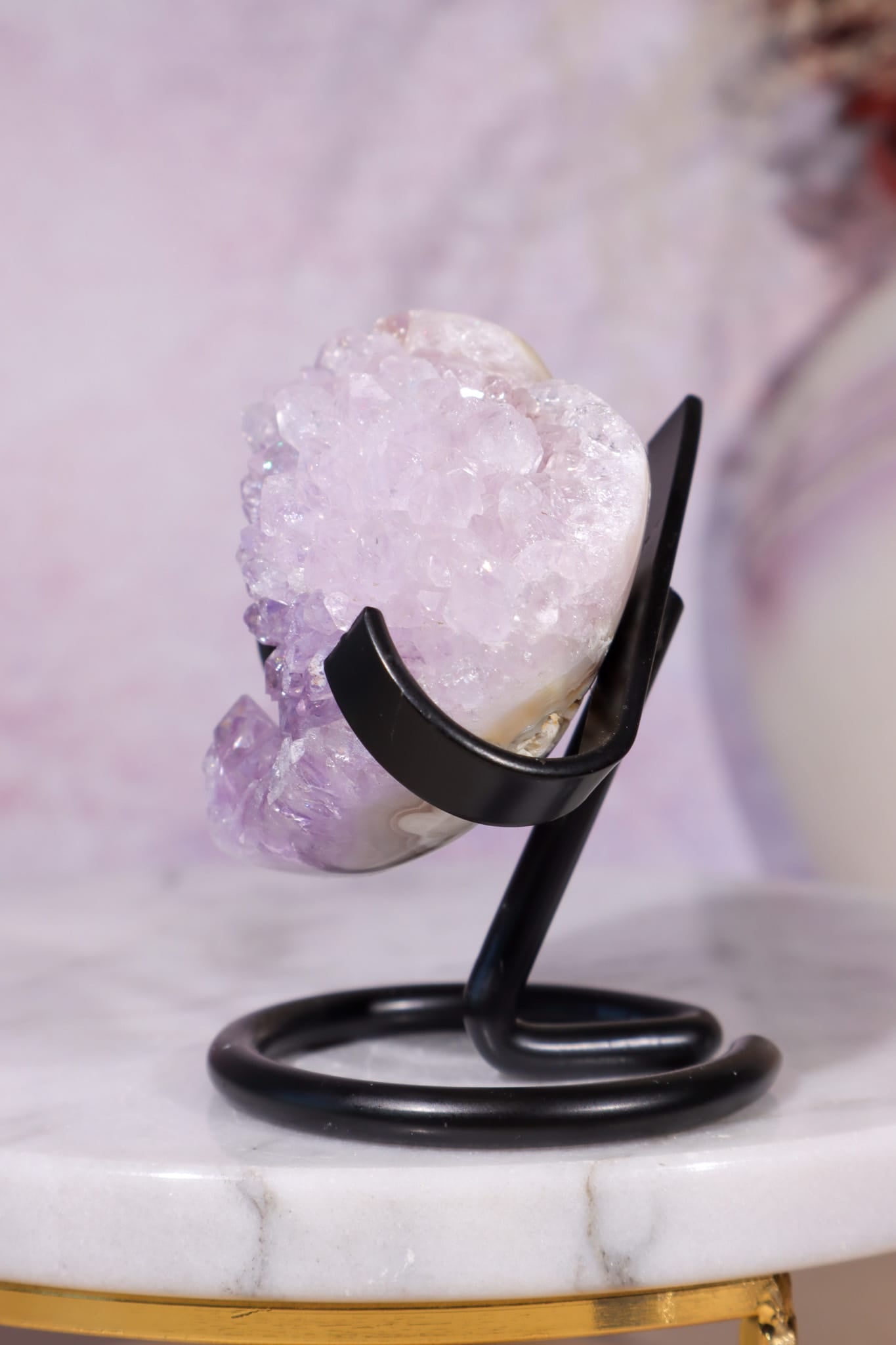 Amethyst Druzy Agate Heart | 53 × 58mm | Brazil Heart Tali and Loz