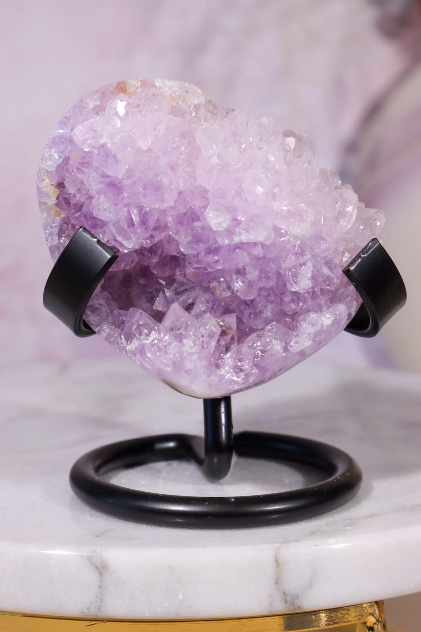 Amethyst Druzy Agate Heart | 53 × 58mm | Brazil Heart Tali and Loz