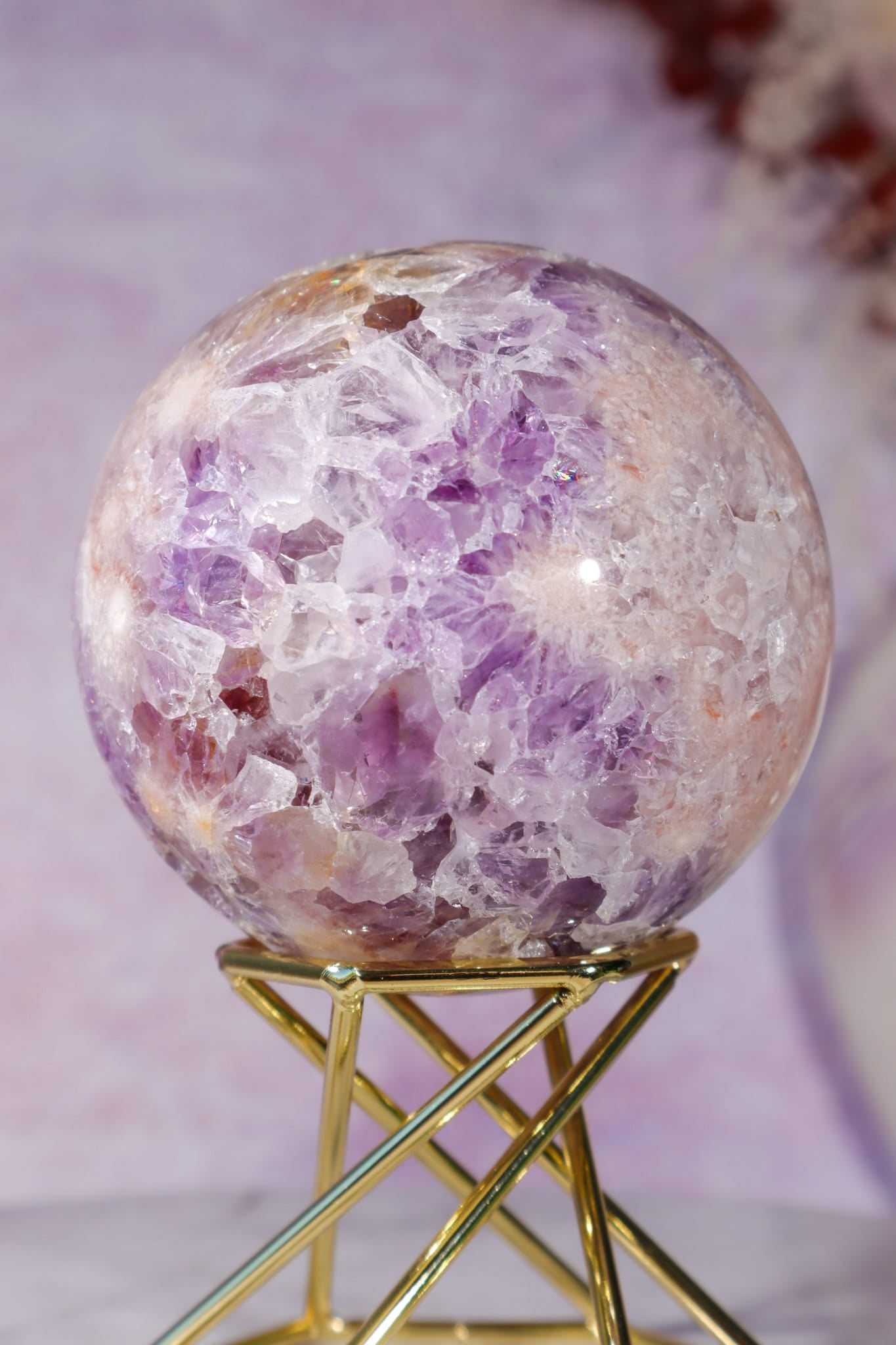 Amethyst, Pink Quartz with Golden Healer & Hematite Sphere 65mm spheres Tali & Loz Crystals