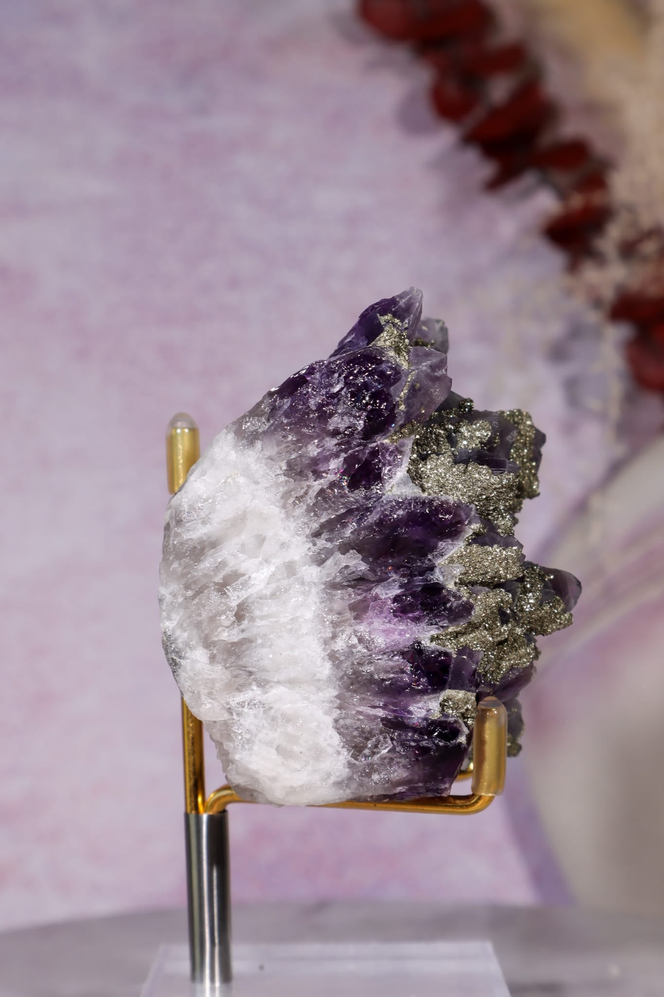 Amethyst & Pyrite Specimen | 62mm | Chala Mine, Bulgaria Minerals Tali & Loz Crystals