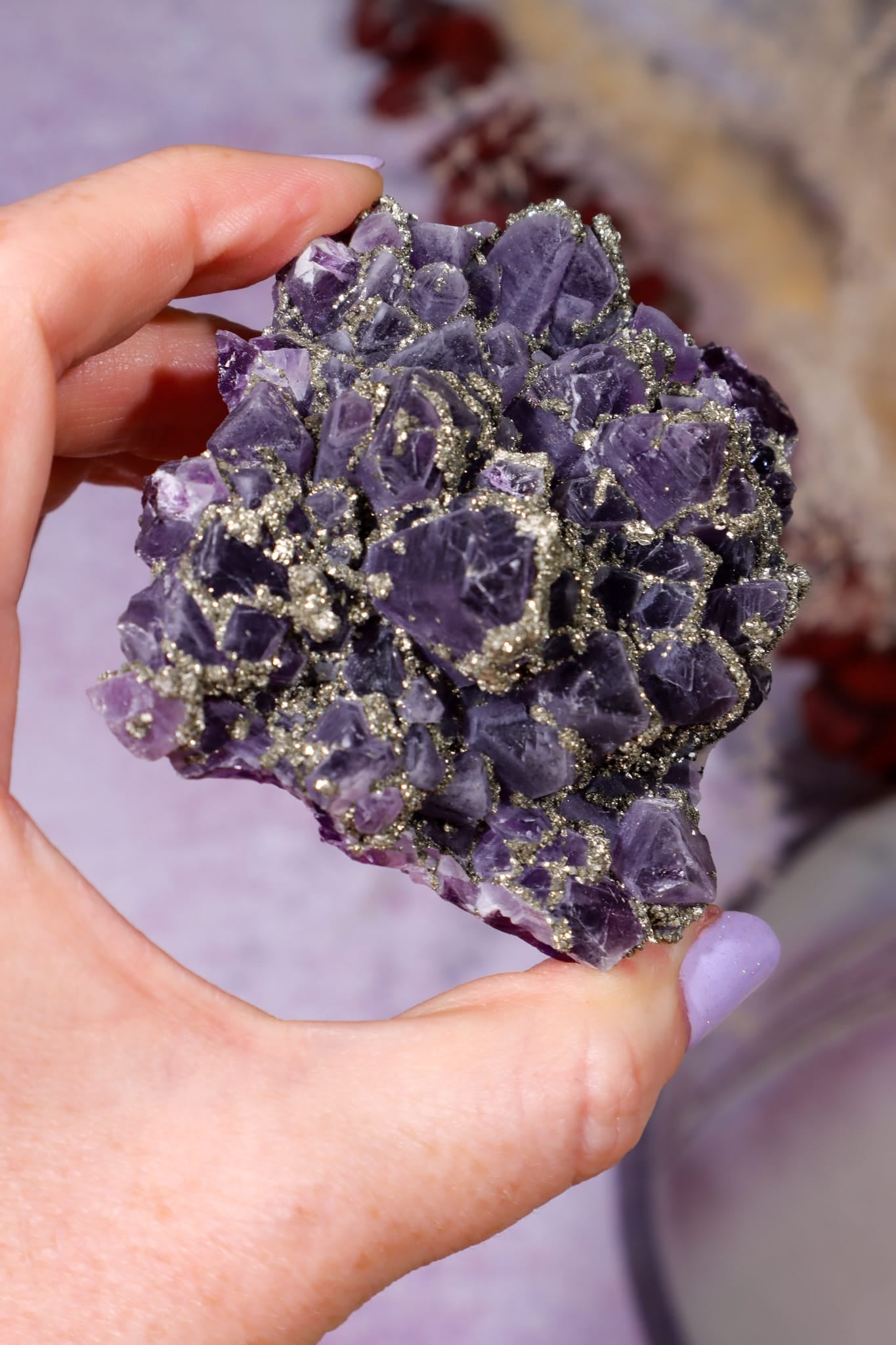 Amethyst & Pyrite Specimen | 62mm | Chala Mine, Bulgaria Minerals Tali & Loz Crystals