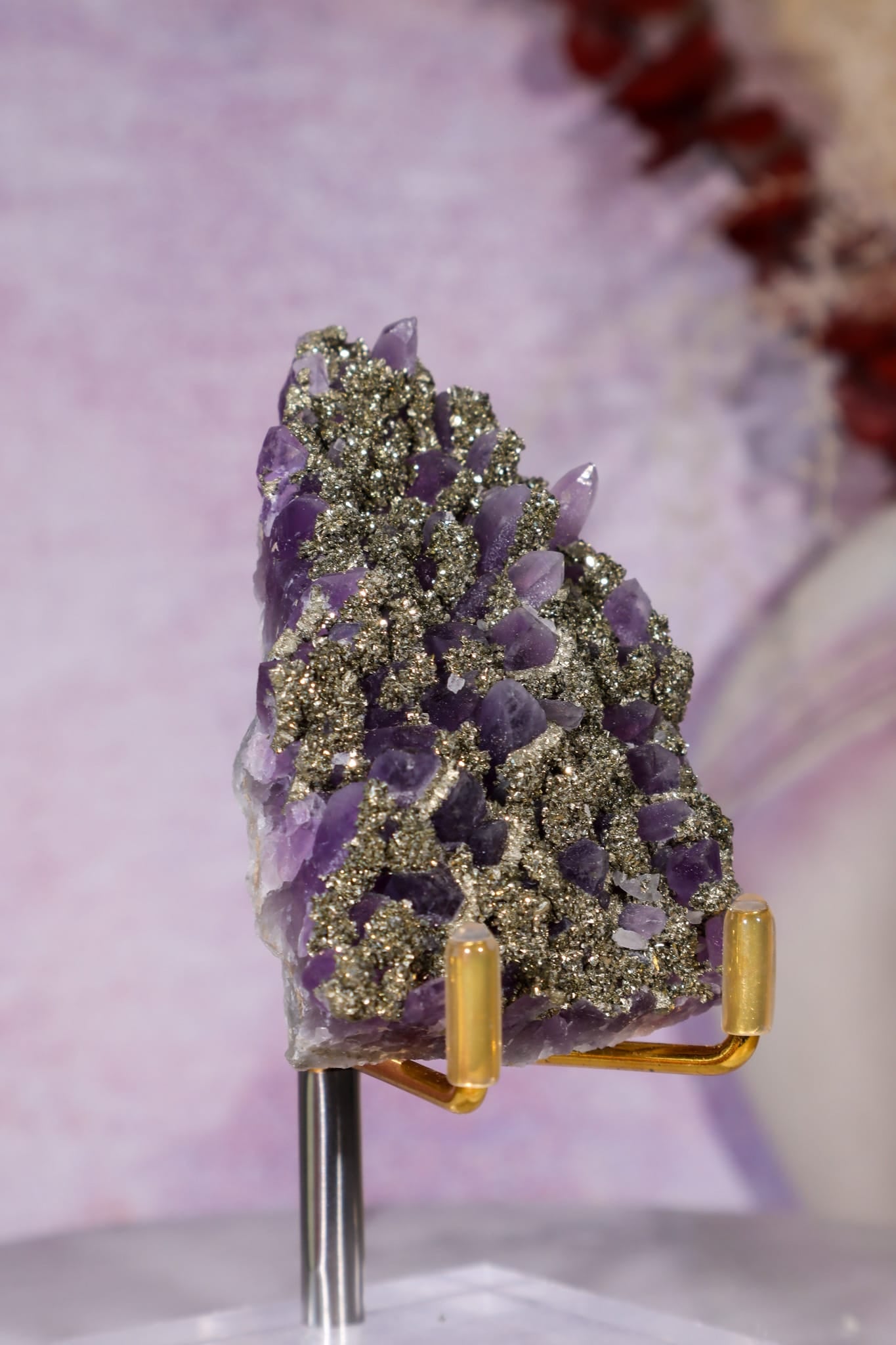Amethyst & Pyrite Specimen | 70mm | Chala Mine, Bulgaria Minerals Tali & Loz Crystals