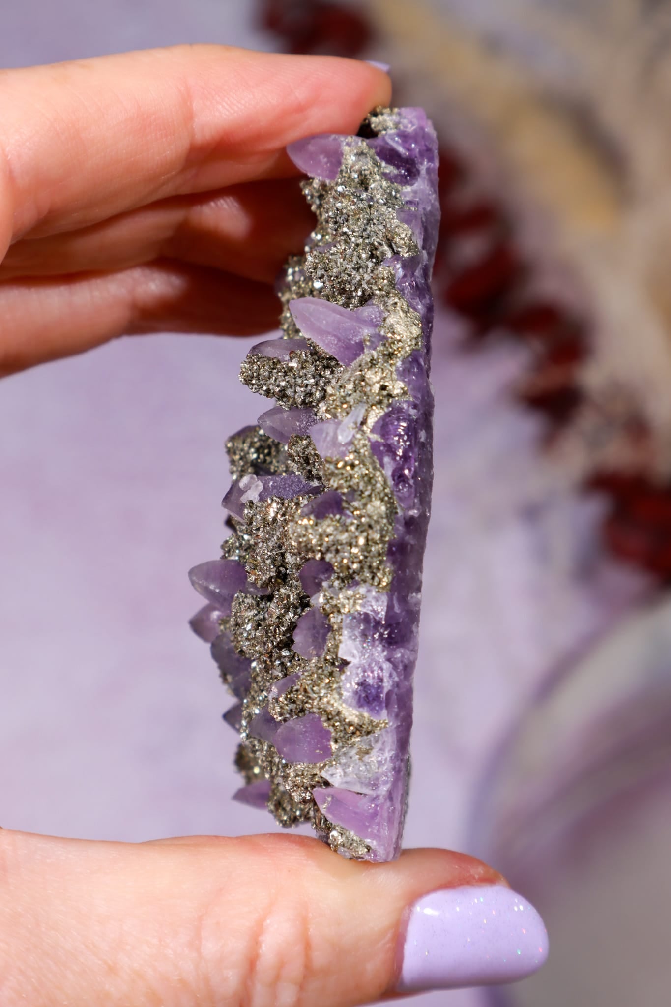 Amethyst & Pyrite Specimen | 70mm | Chala Mine, Bulgaria Minerals Tali & Loz Crystals