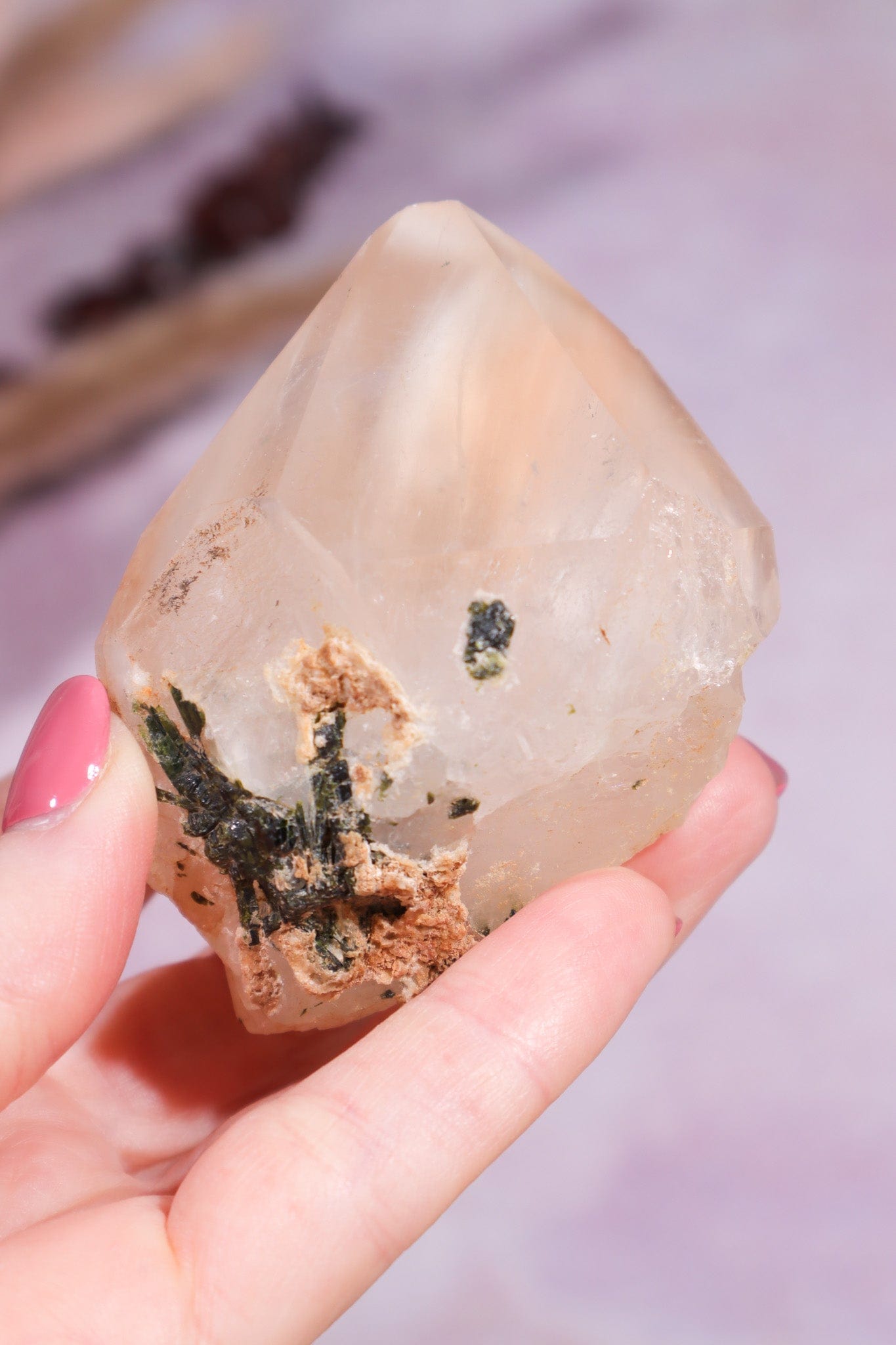 Amphibole Quartz with Green Tourmaline 166gr Minerals Tali & Loz Crystals