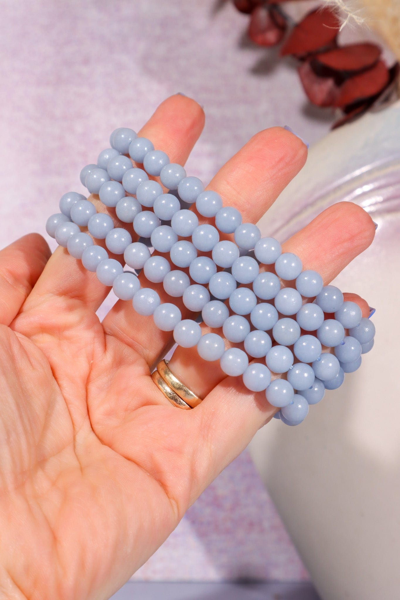 Angelite Beaded Bracelet (Bead Size 0.6cm), Intuitively Chosen Bracelets Tali & Loz Crystals