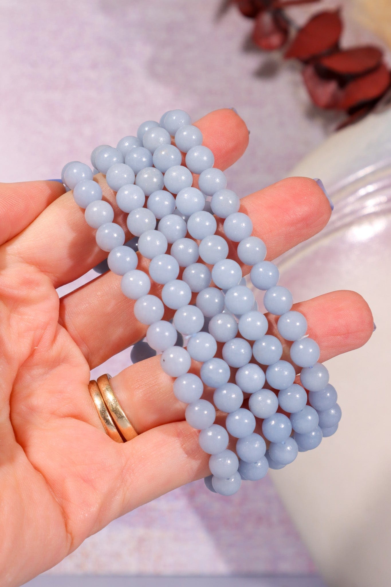 Angelite Beaded Bracelet (Bead Size 0.6cm), Intuitively Chosen Bracelets Tali & Loz Crystals