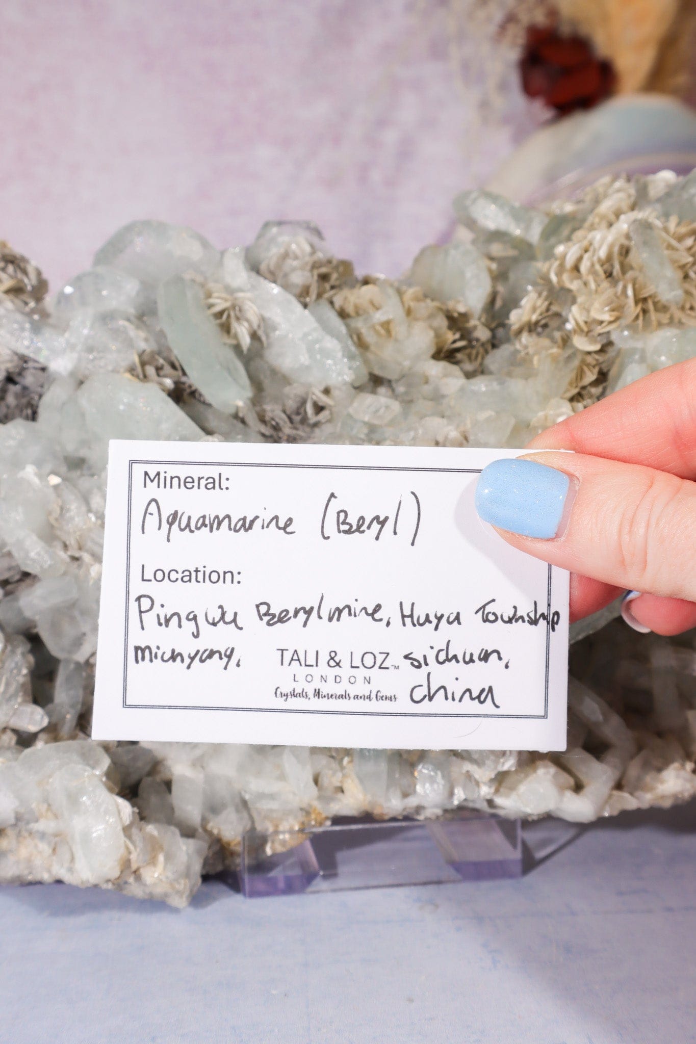 Aquamarine and Muscovite Specimen 2.8KG, China Specimen Tali & Loz Crystals