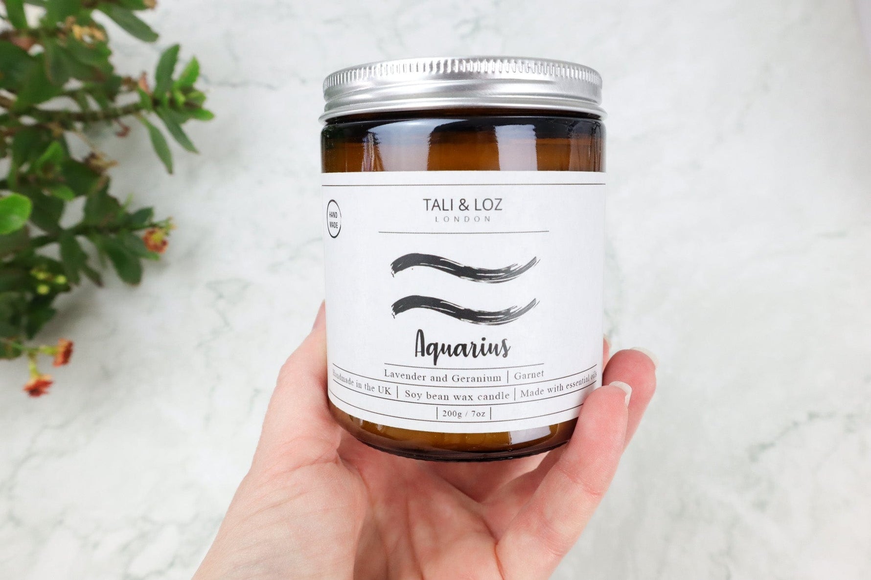 Aquarius Candle with Garnet - Tali & Loz Crystals
