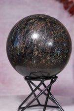 Arfvedsonite with Garnet and Pyrite Spheres 7.5cm, China Spheres Tali & Loz Crystals