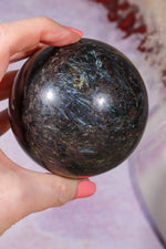 Arfvedsonite with Garnet and Pyrite Spheres 7.5cm, China Spheres Tali & Loz Crystals