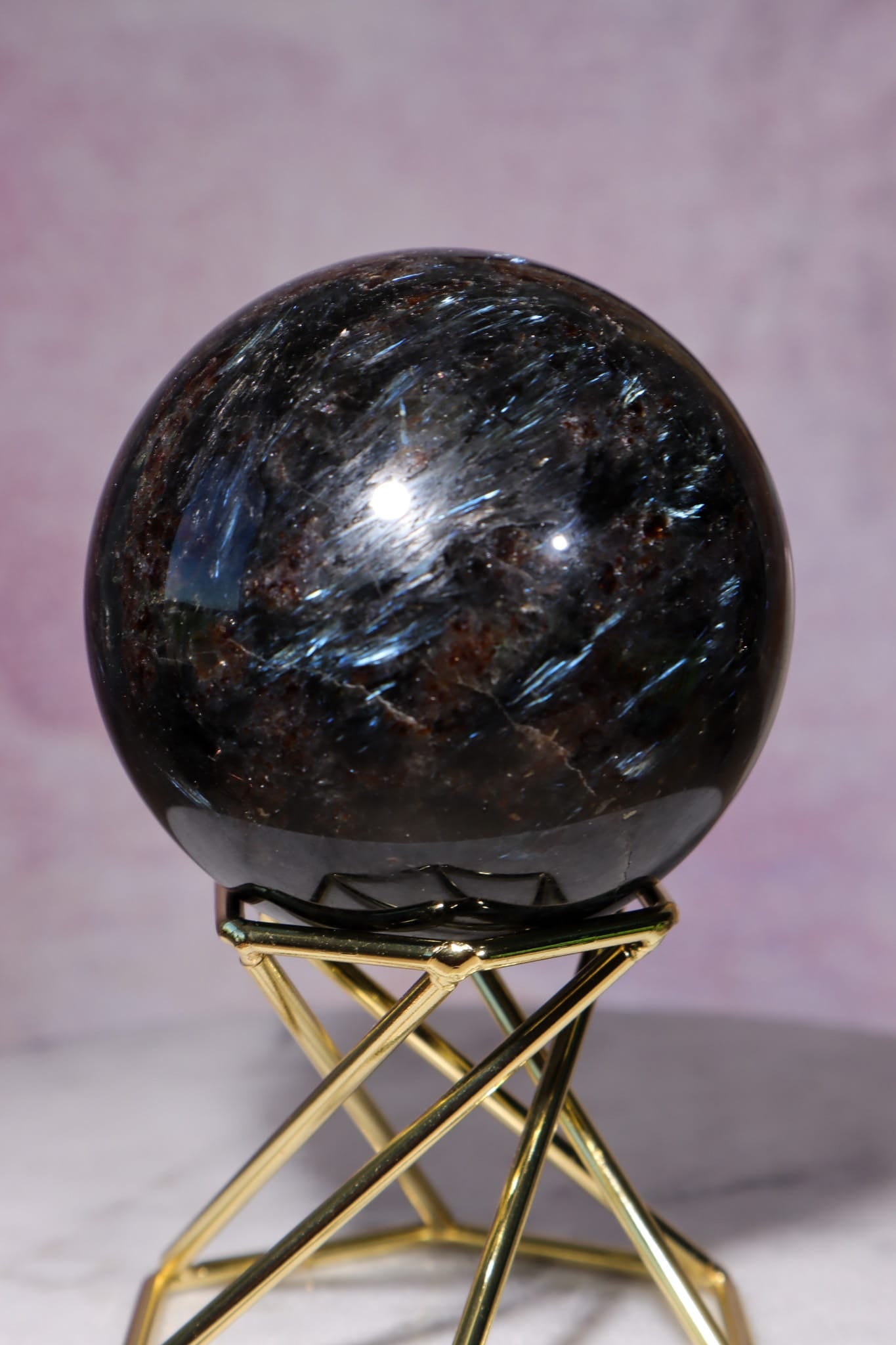 Arfvedsonite with Garnet Spheres 5cm, China Spheres Tali & Loz Crystals